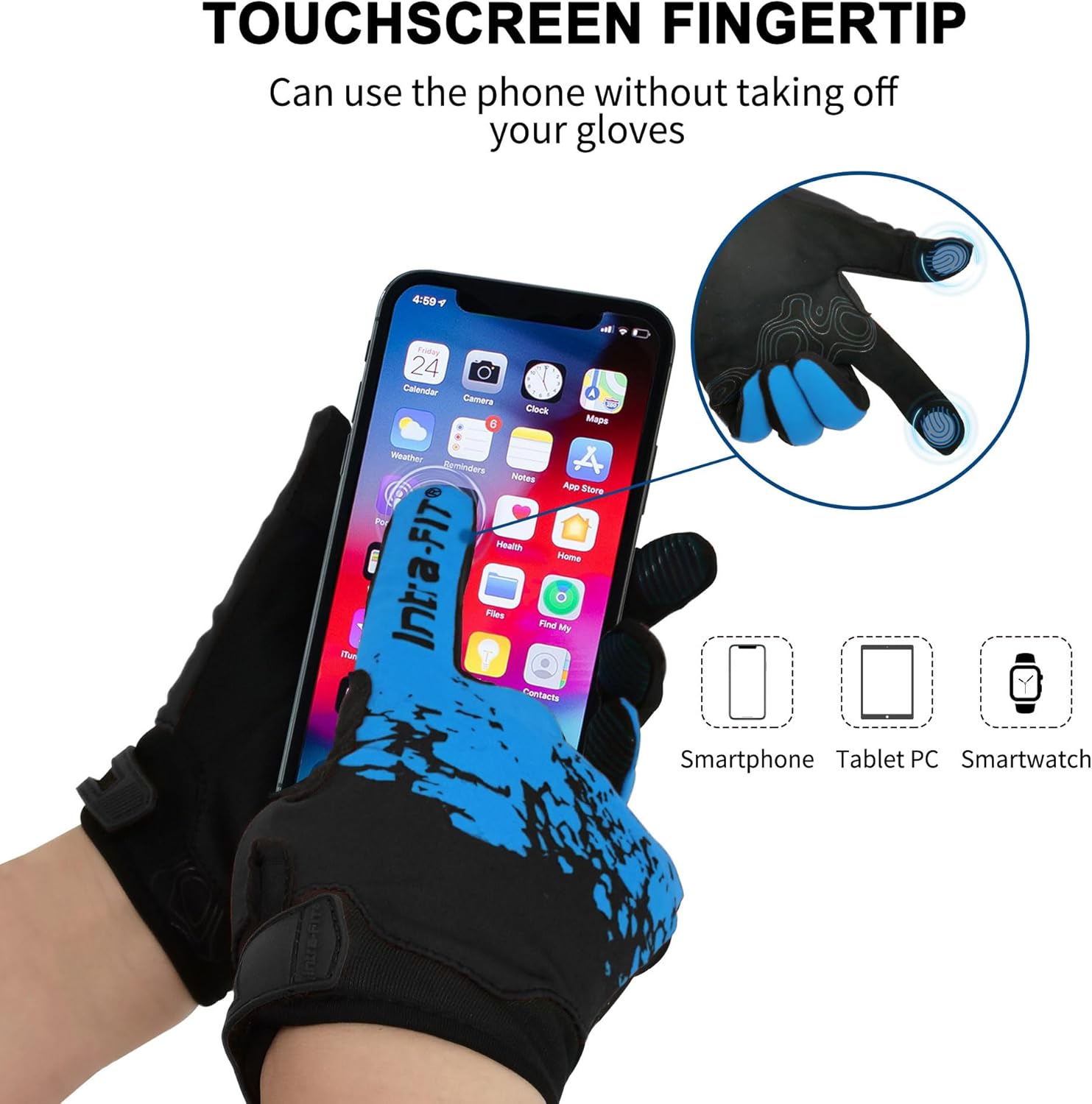 Touchscreen Bike Gloves for Men | Lightweight & Breathable Summer Cycling Gloves | Non Slip, Quick Dry, Stretchy MTB Running Gloves with Great Grip - Image 4