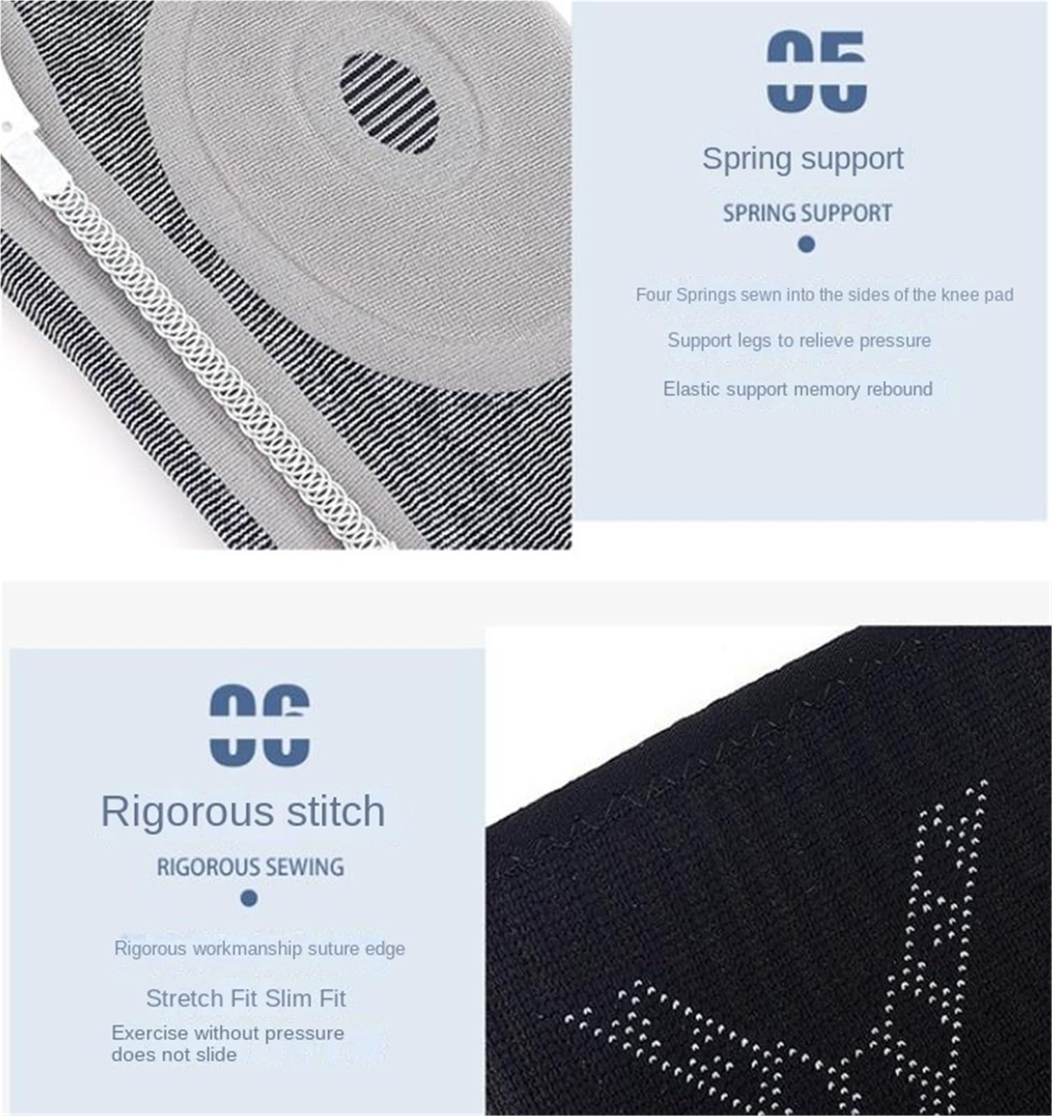 Knieschoner Kniestütz-Kompressionsmanschette for Männer Und Frauen Mit Seitlichen Stabilisatoren Ärmel(Blue,M)