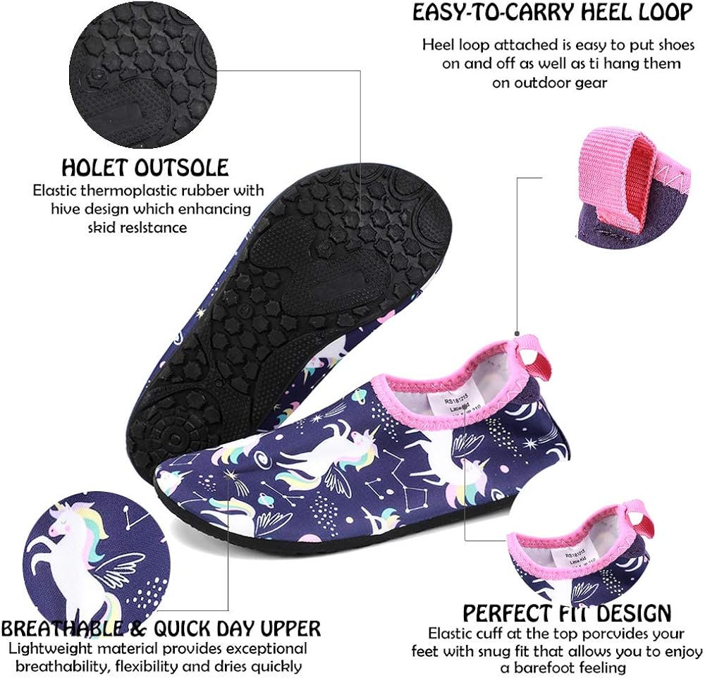  | HIITAVE Kids Water Shoes Non-Slip Beach Swim Barefoot Quick Dry Aqua Pool Socks for Boys & Girls Toddler | Water Shoes