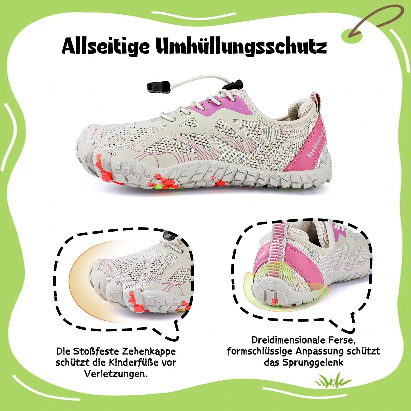 IceUnicorn Niños Barefoot Zapatillas Outdoor Trail Running Zapatillas Playa Niño Niña de Agua Escarpines Antideslizante