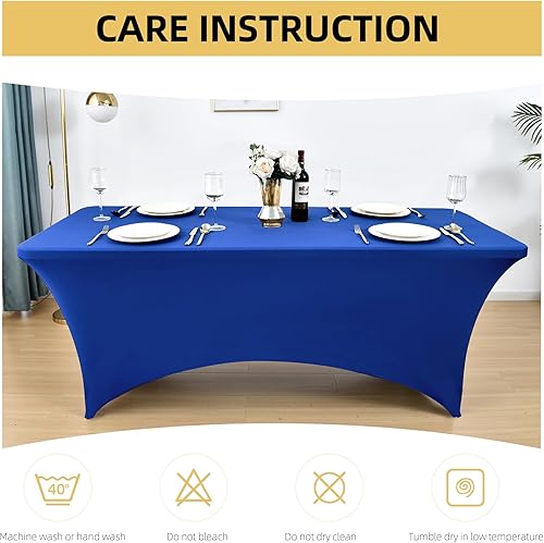 Miniatura 16 de Paquete de 2 Cubiertas de Mesa de Spandex Negro de 6 pies para Mesas Plegables Rectangulares Estándar - Manteles Elásticos Resistentes a las Arrugas