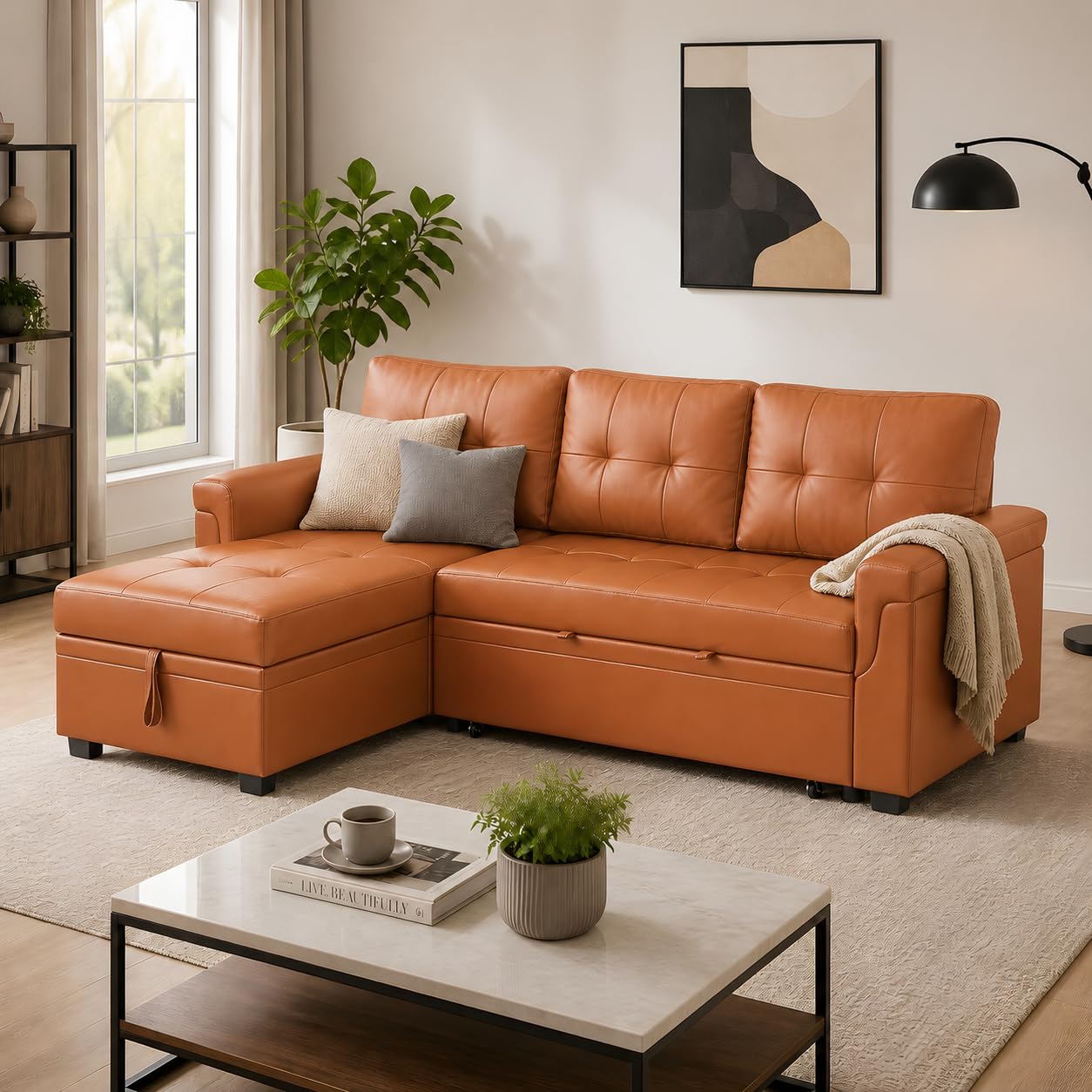 Naomi Home L Shaped Sectional Caramel