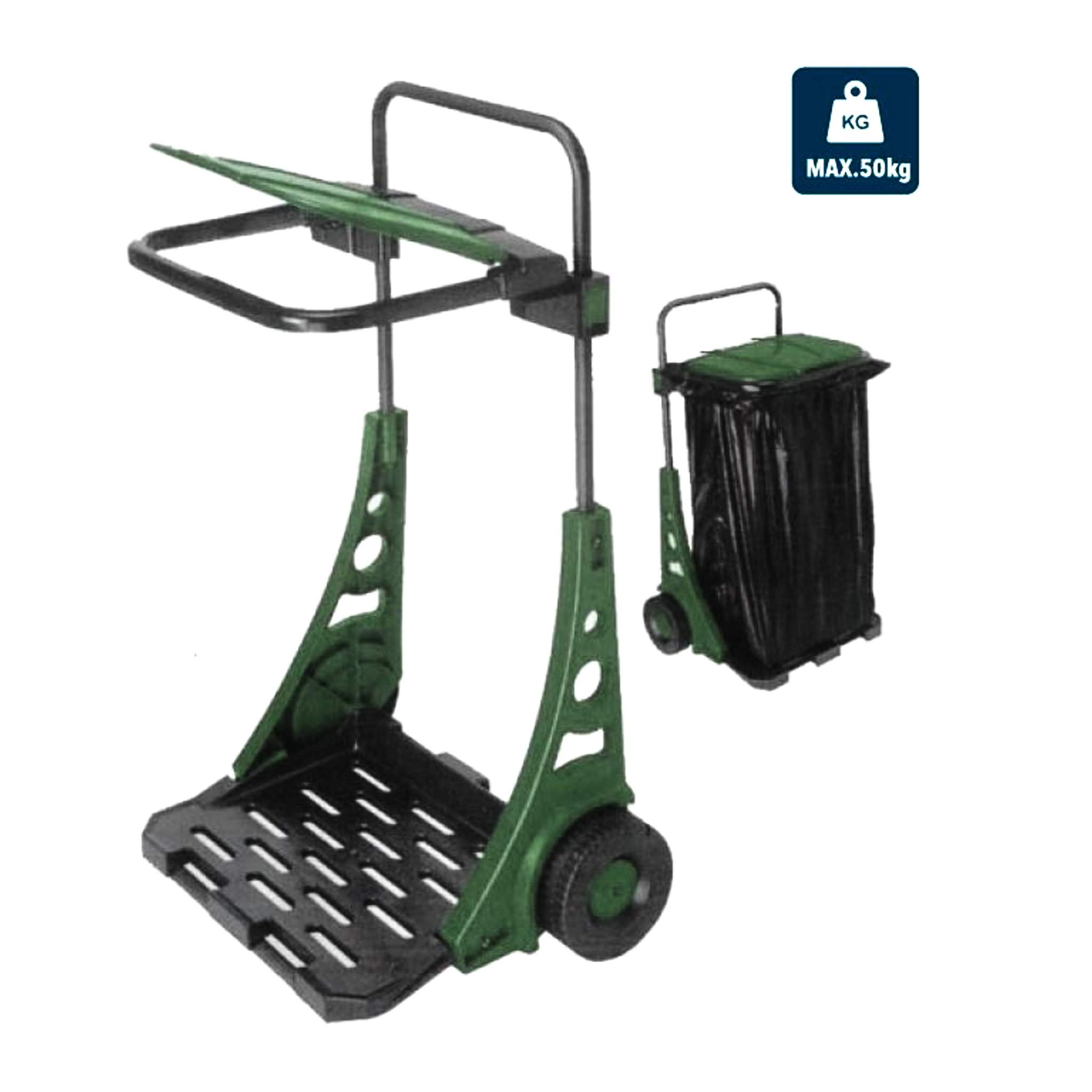 Bricoloco Kit Limpieza Exteriores. Carro jardín basura y manoplas recoge hojas. Carro jardín basura 90x53x38 y Manoplas recoge hojas 33 cm. Limpieza de jardín, patio, huerto eficaz y rápida. (1)