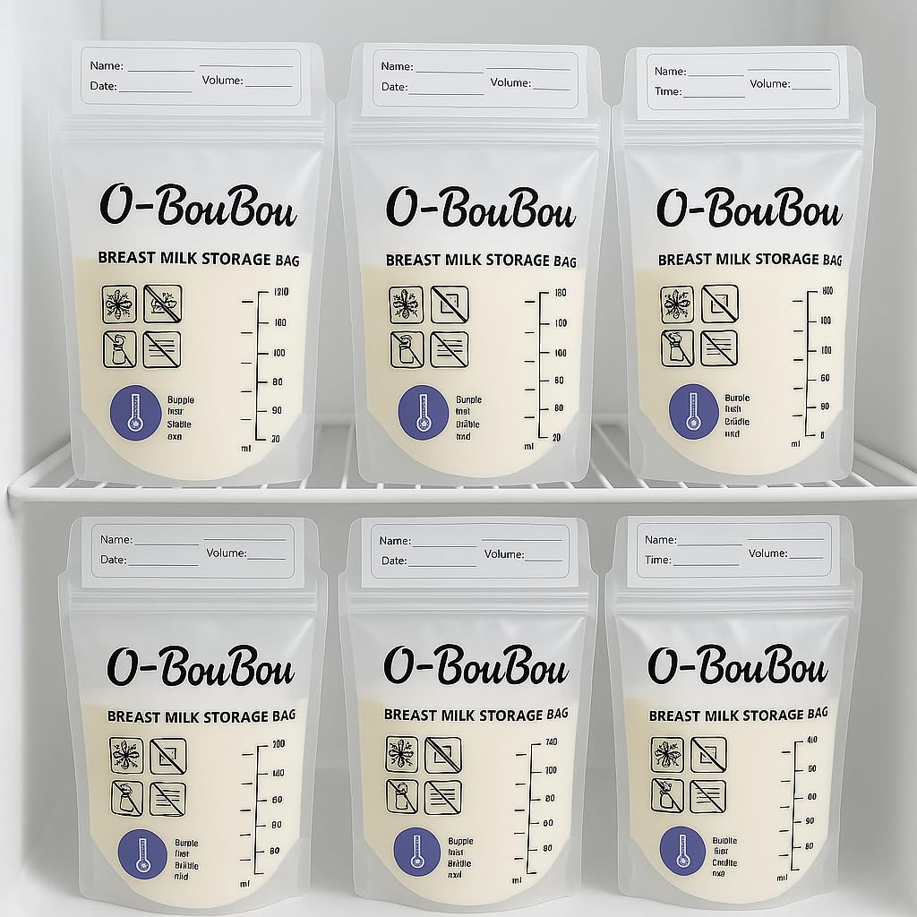 Lote de 120 Bolsas Leche Materna sin BPA - Recolector De Leche Materna Preesterilizadas - Bolsas Congelar Leche Materna- Bolsas Leche Materna Congelar, Doble Sellado, 180 ml