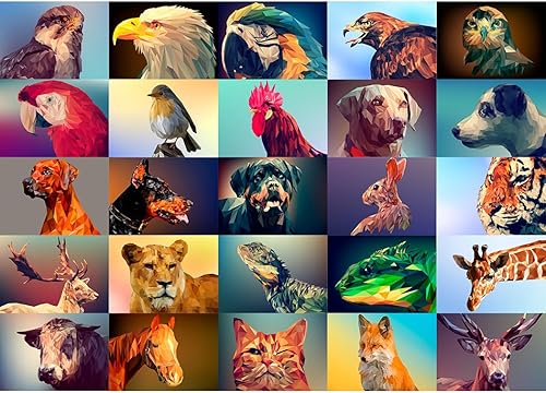 Bgraamiens Rompecabezas de 1000 piezas creativas de animales de polietileno bajo, rompecabezas de desafío de color para adultos y niños