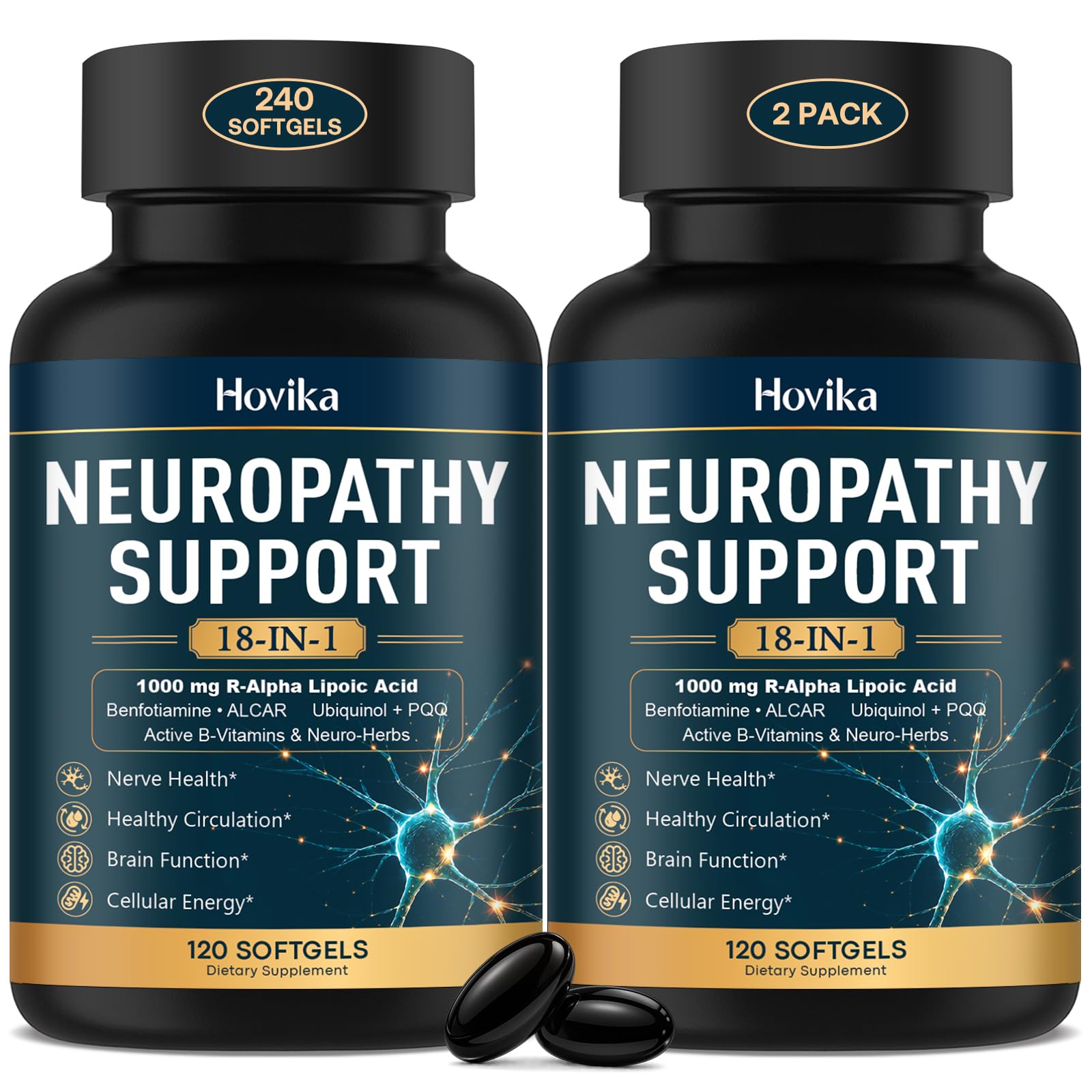 Neuropathy Supplements, Nerve Support Supplement with 1000mg R-Alpha Lipoic Acid, Benfotiamine, ALCAR, Ubiquinol CoQ10, PQQ, Active B-Vitamins & Botanicals, 120 Softgels — Amazon image 9