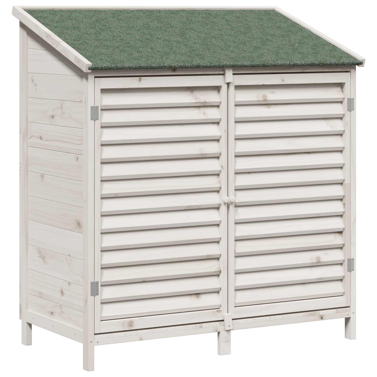 Szopa ogrodowa z litego drewna świerkowego 106 x 56 x 113,5 cm, odporna na warunki atmosferyczne szafka na narzędzia do ogrodu, domek na narzędzia z dachem asfaltowym i drzwiami lamelowymi, miejsce do