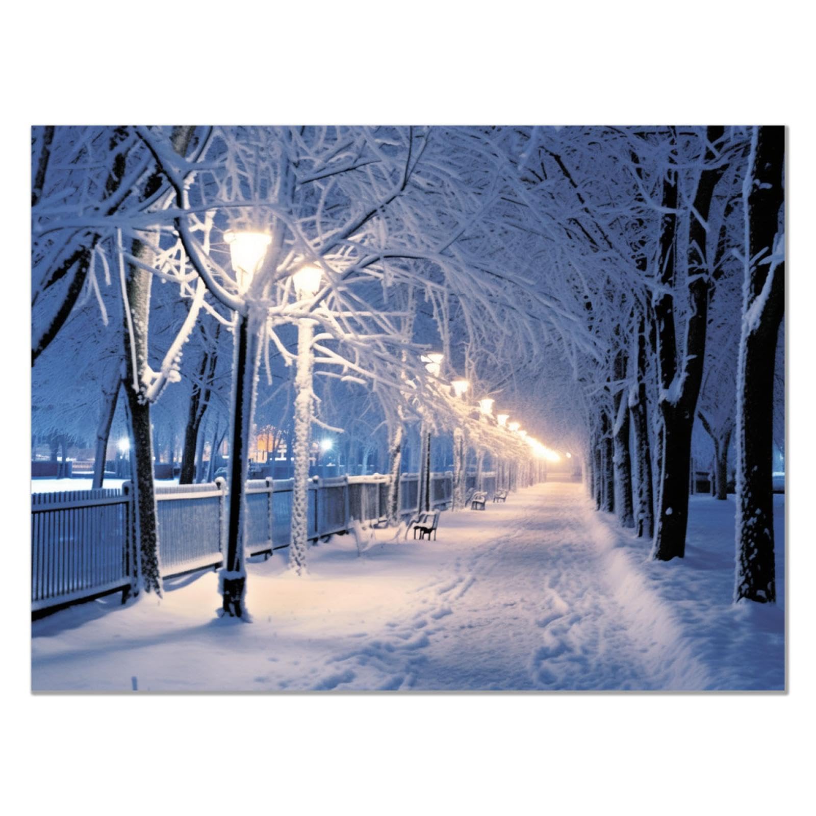 JOSUE Winter Snow Landscape Bathroom Canvas Wall Art, Nature Forest Sunset Gold,blue Large Aesthetic Posters Room Decor For Gallery Living Room Bedroom Bathroom Art Decor -40x60cm Unframed — image 1