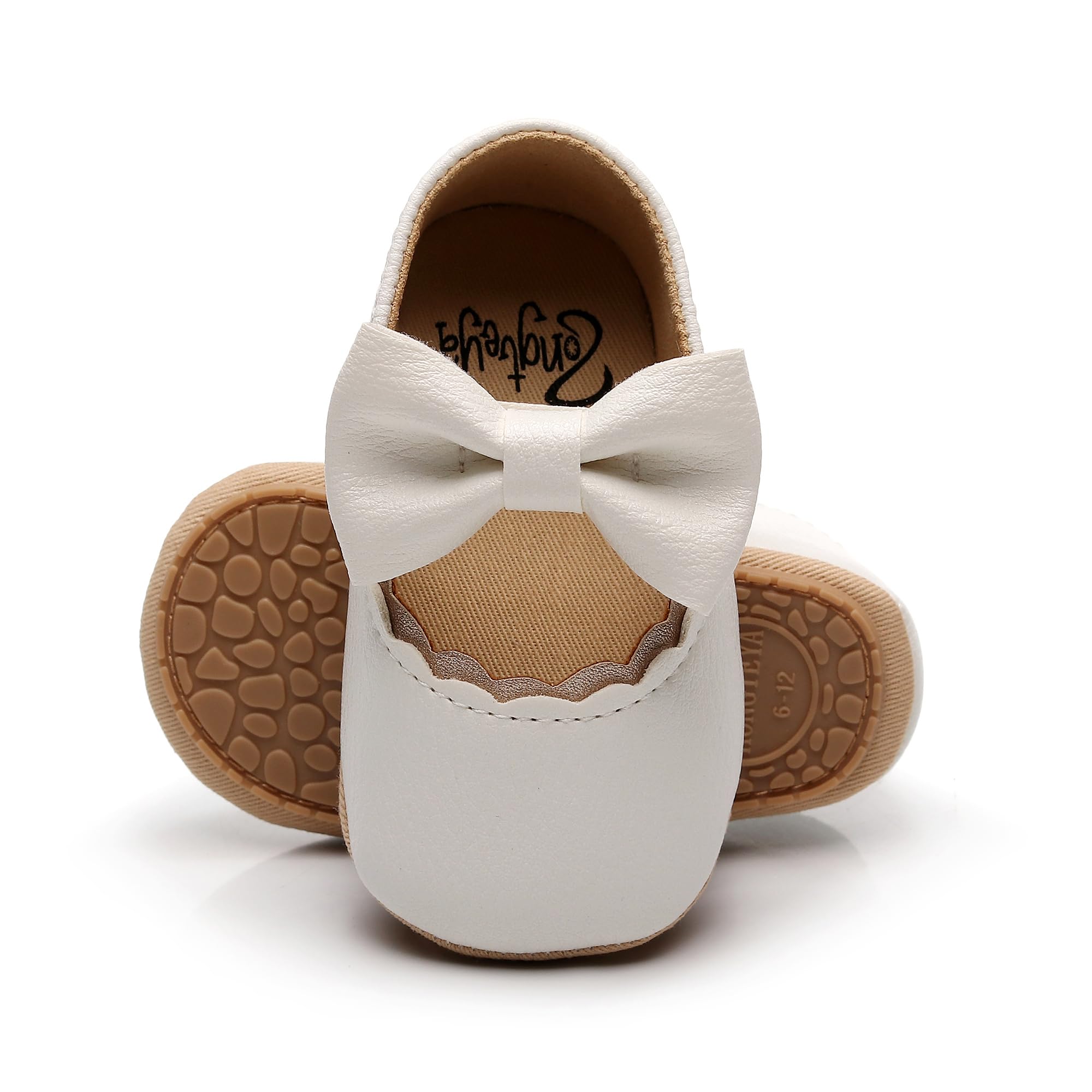 HONGTEYA Infant Baby Girls Mary Jane Flats Non Slip for Toddler First Walkers Soft Sole PU Leather Crib Shoes Sneaker Wedding Party Christmas Princess Dress Shoes Baby Moccasins Girls