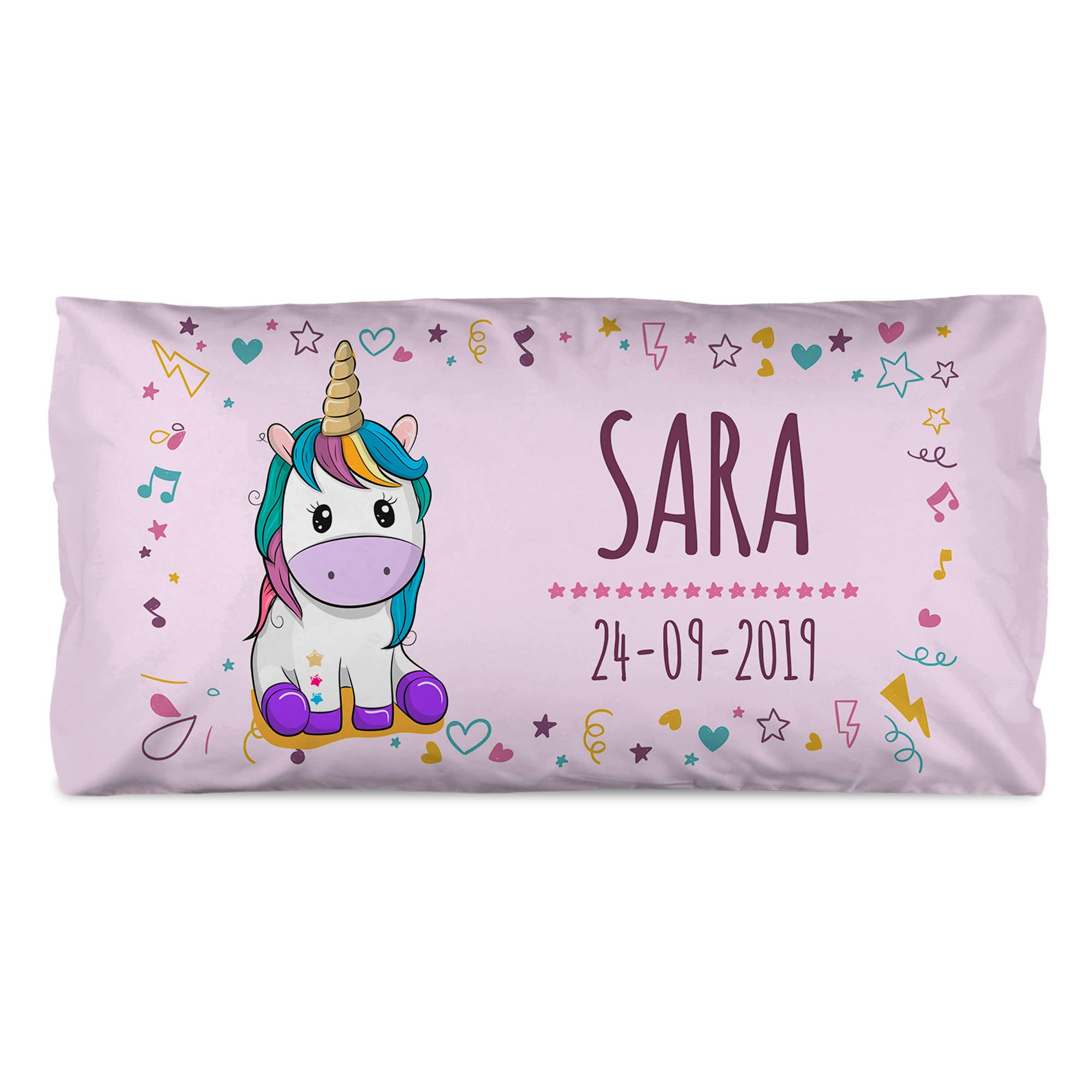LolaPix Oreiller Licorne Personalisé avec Votre Prenom. Remplissage Inclus. Cadeau Unique, Original et Exclusif. Différentes Tailles à Choisir. Licorne Rose