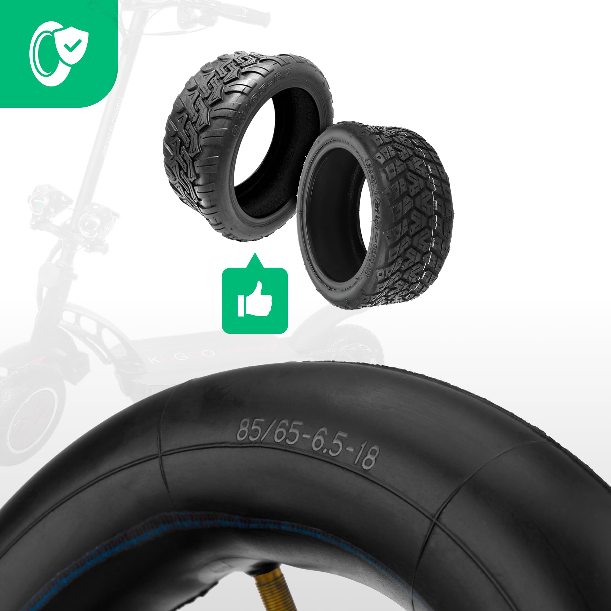 MOOVMOOV - 2 Cámaras de Aire 85/65-6.5 (10 Pulgadas) con Válvula Derecha | para Patinete Eléctrico, Hoverboard, Mini Scooter | Compatible con Neumático 85-65-6.5/10 o 10x3.00-6.5