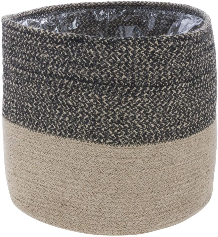 Natural Black Jute Basket - 12 1/4"Dia x 10 3/4"H