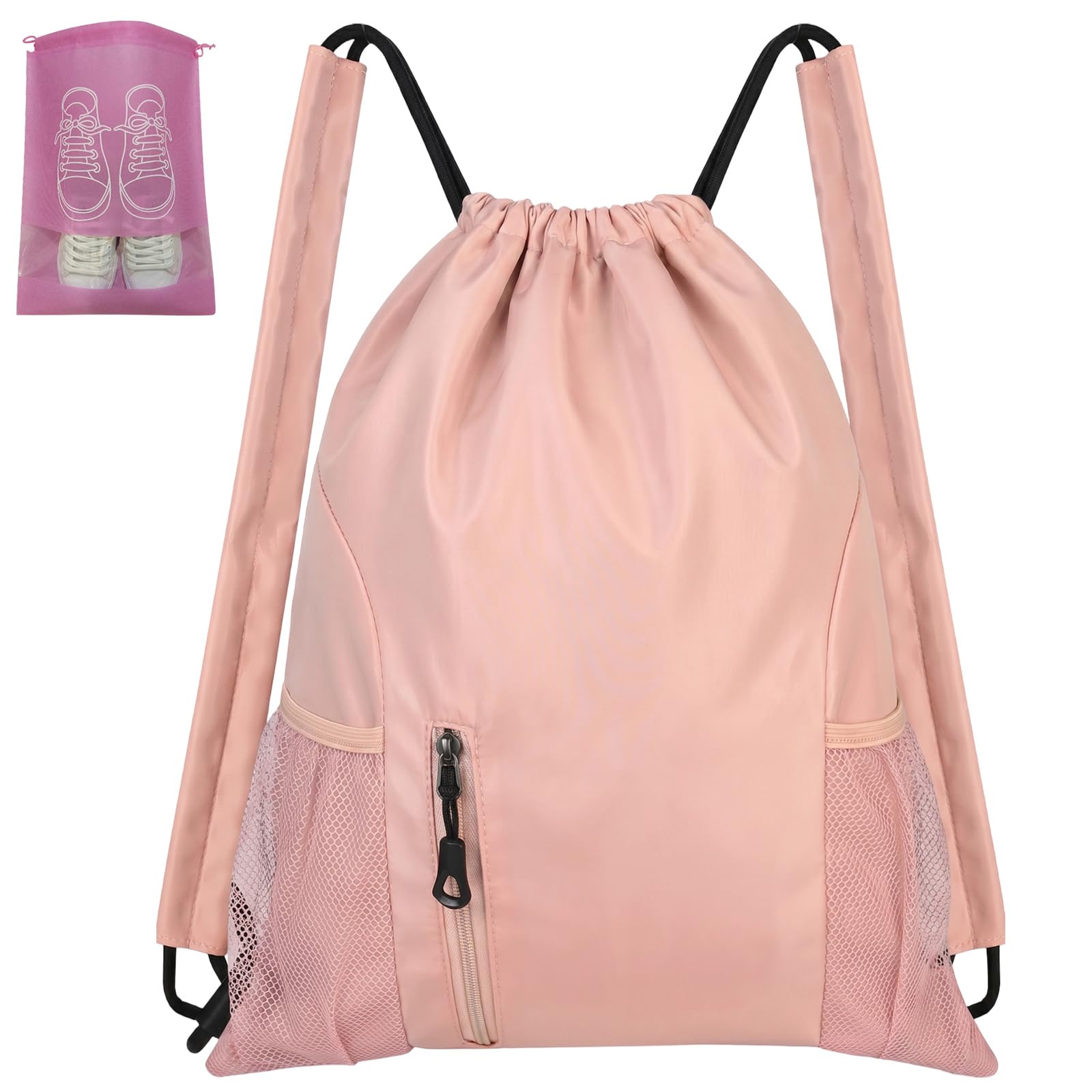 TW1TGOFT Waterproof Swimming Bags for Girls, Large Swim Backpack Pink Drawstring Gym Bag for Sports School Travel Daily, 45x39x15 cm