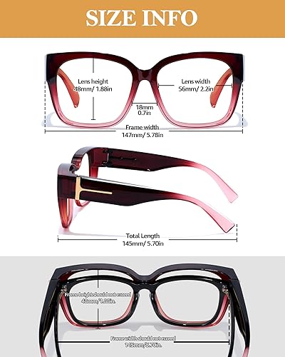 Miniatura 4 de LVIOE Lentes con filtro de luz azul para mujeres y hombres, anteojos de bloqueo de luz azul de gran tamaño para llevar sobre anteojos LB7511