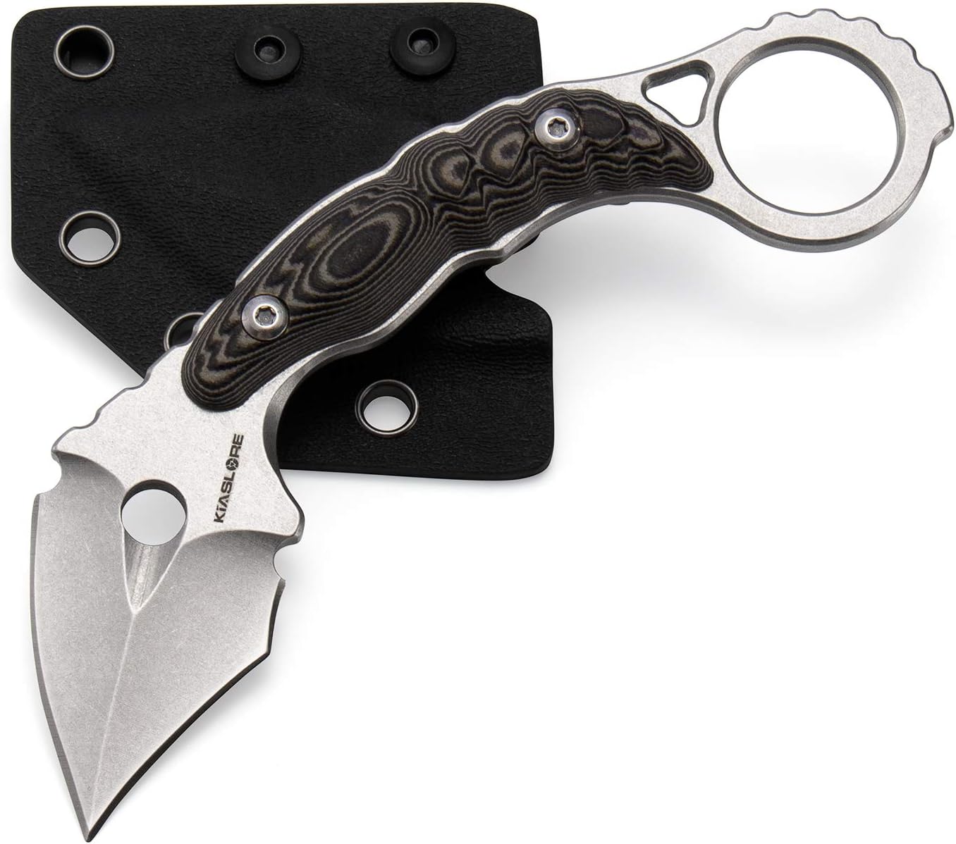 Fixed Blade Knife Tactical Survival Knives Camping Rescue Pocket Knifes Karambit Claw knife Outdoor EDC Tool G10 Handle w/Kydex Sheath (White/w Snake pattern Handle)