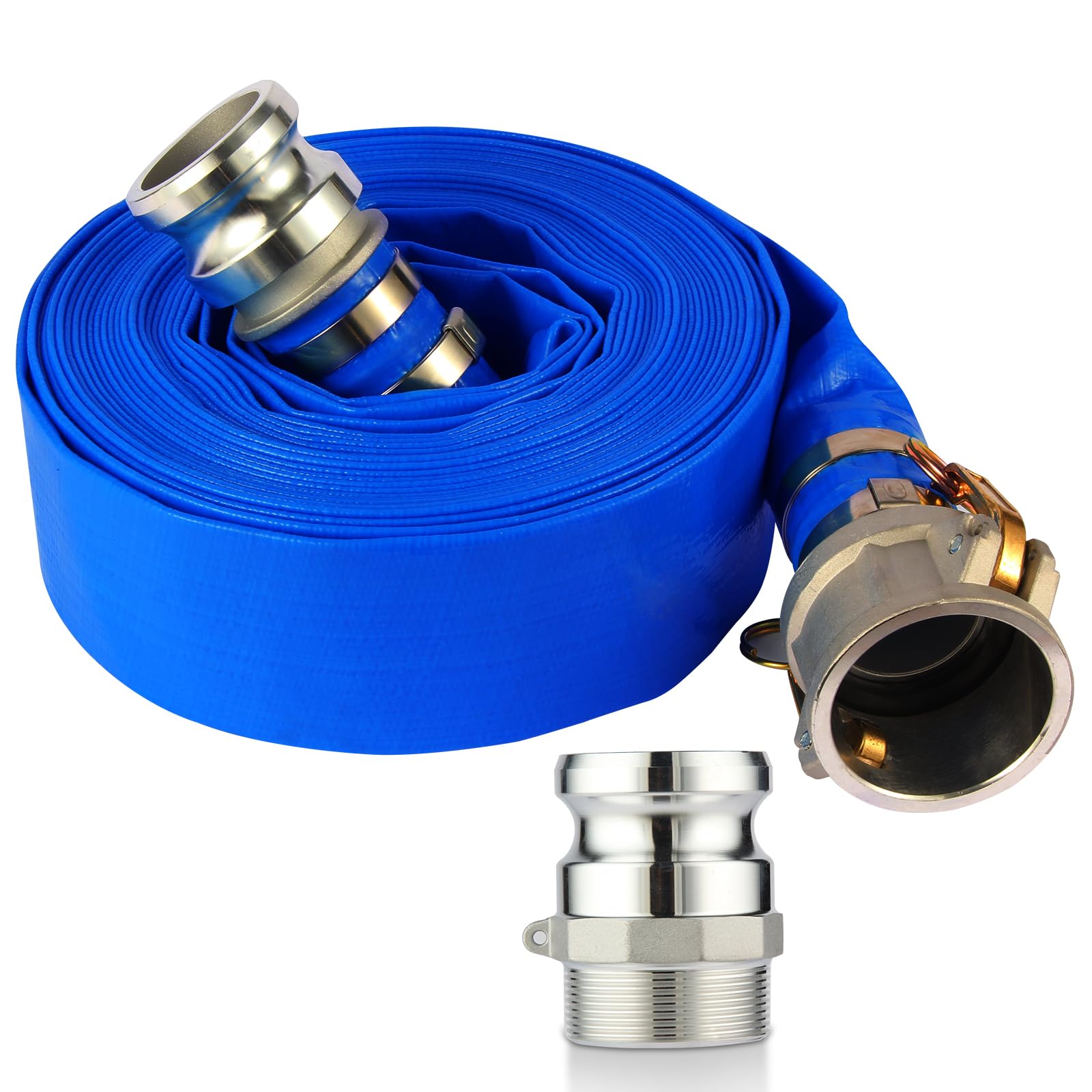 NetLea Heavy-Duty Pool Backwash Hose,1-1/2 inchx50Ft Professional Reinforced Leakproof Design with Aluminum Camlock C/E Fittings,Type 1.5Inch F
