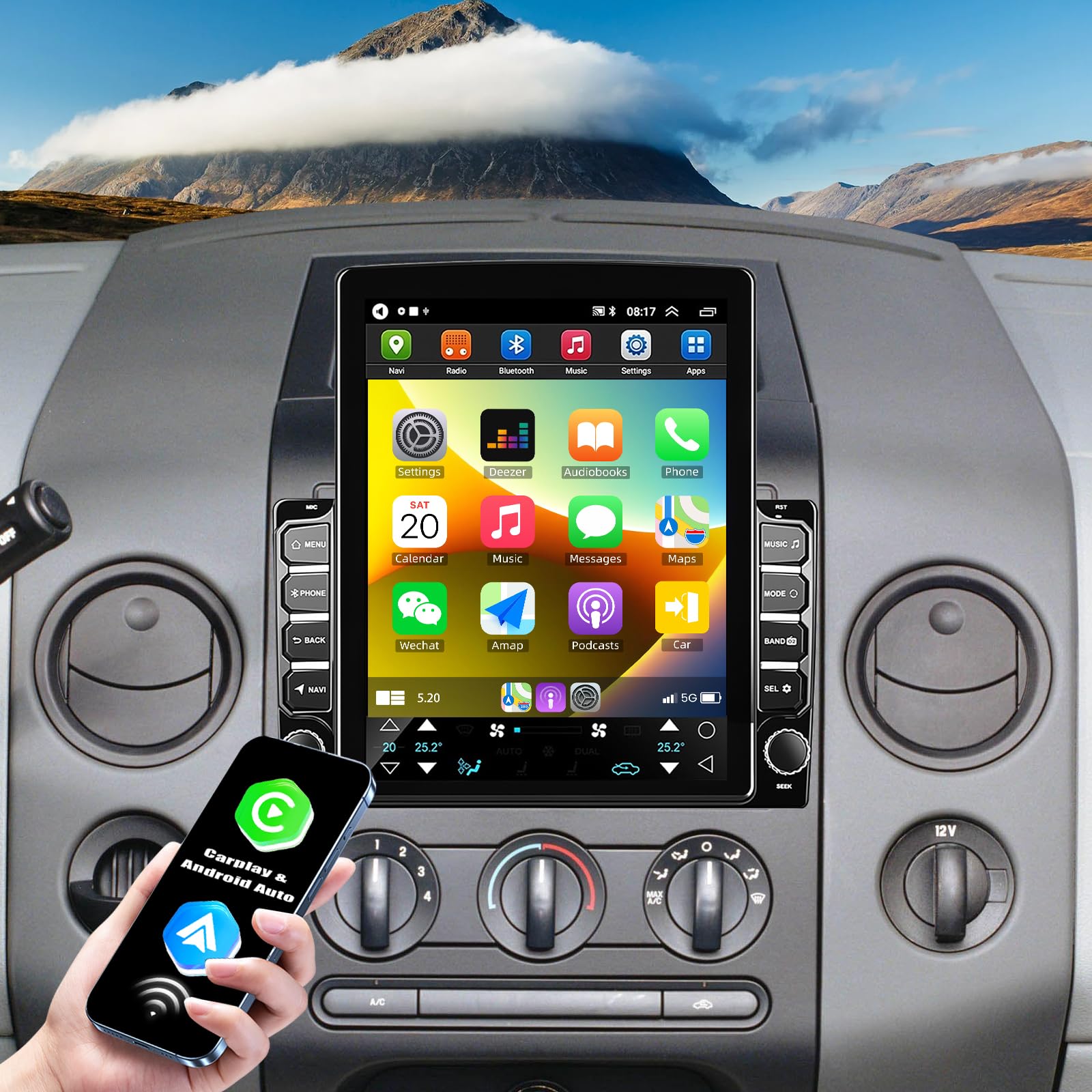 Photo 1 of 9.7" Car Stereo for Ford F-150 2004 2005 2006 2007 2008 with Carplay/Android Auto, Touch Screen Car Stereo Radio Unit with Bluetooth SWC GPS WiFi BT FM RDS AM DSP Rear Camera