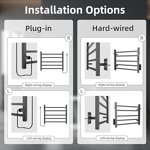Miniatura 44 de P&Bhusri Toallero calefactable, calentador de toallas de 10 bares para baño, calentador de toallas montado en la pared, toallero eléctrico con Negro