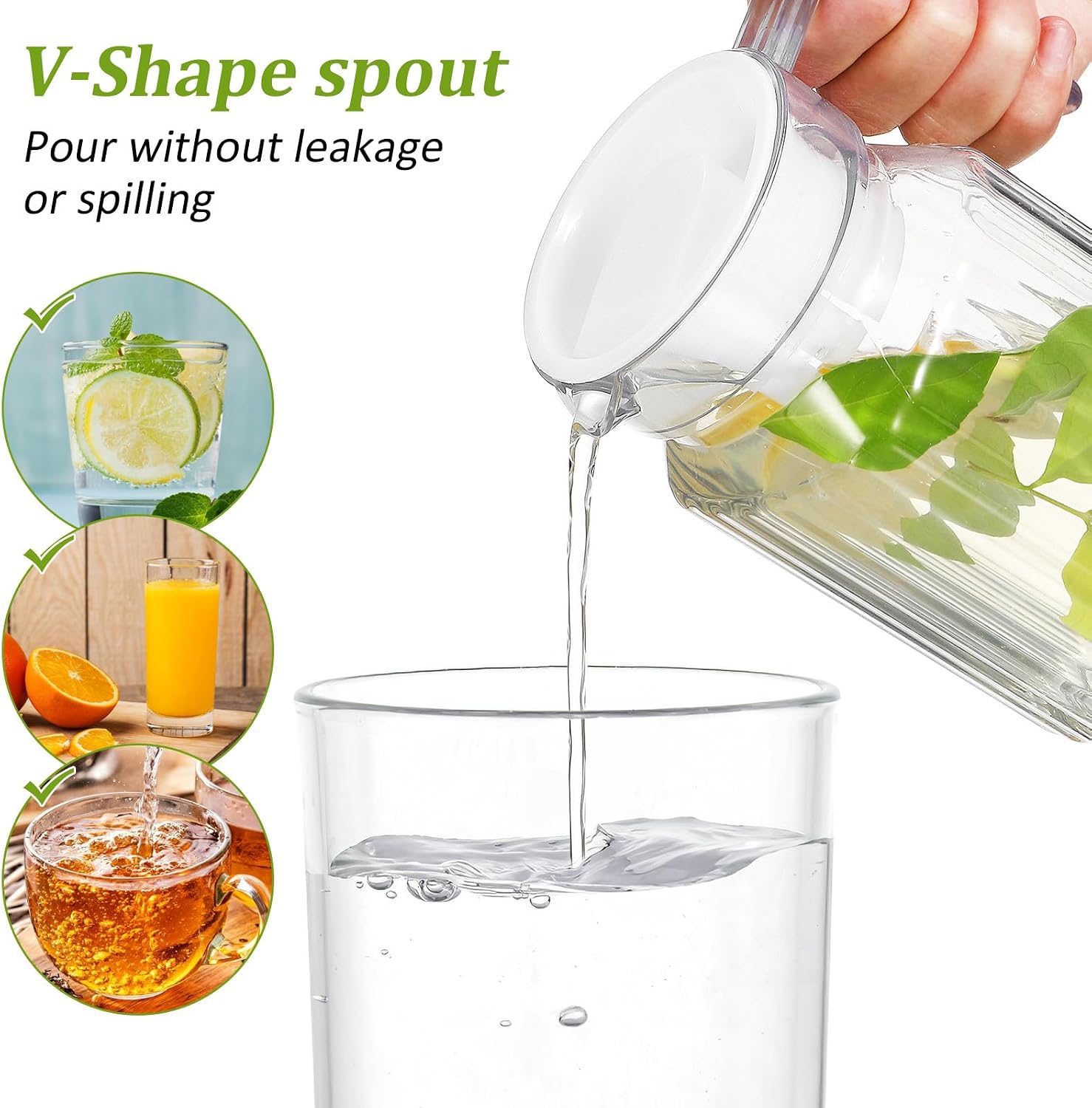SHINEOFI 2pcs Plastic Pitcher with Lid - 600ML/20Oz Water Pitchers for Cold Hot Drinks Juice Tea Milk Beverage Serving