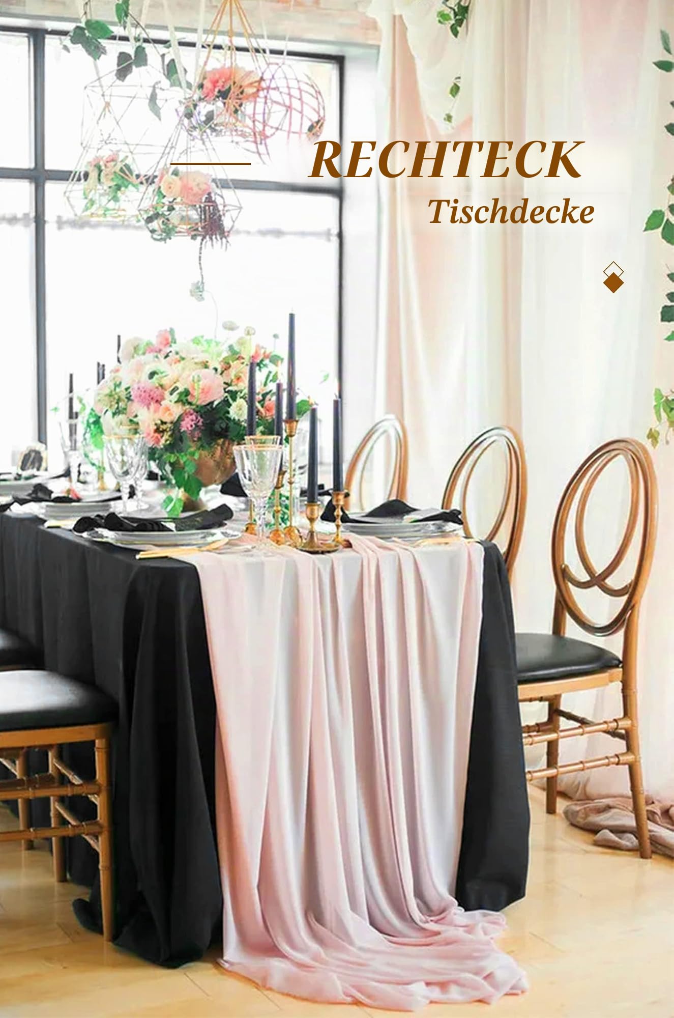 8 Packungen schwarze Tischdecke aus Polyester 153 x 260 cm für rechteckige Tische mit einer Größe von 1,8 m knitterfreie waschbare Tischdecke aus Polyestergewebe für Hochzeit,Party,Bankette,Dekoration