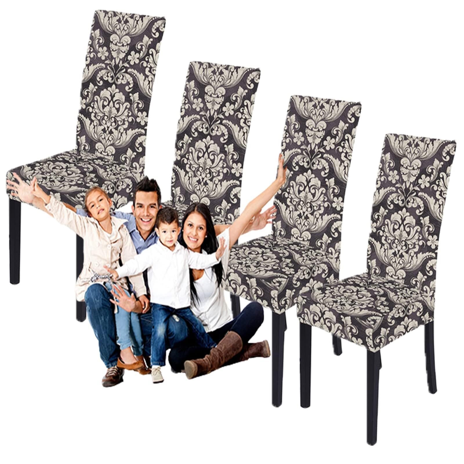 NMVAWIPT Stretchable Polyester-Spandex Dining Chair Covers Non-Slip Elastic Slipcovers For Room Banquet Hotel(2#,4pcs)