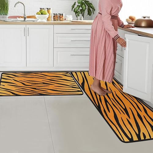 Vista 21 de GUYOS Tapete de cocina con patrón de limón vintage, acolchado, antifatiga, juego de 2 piezas, duradero, resistente a las manchas, parte inferior