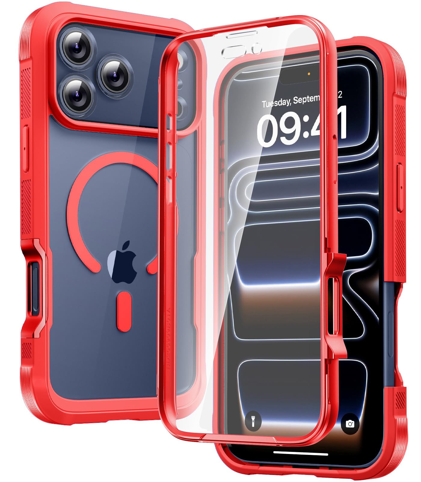 Diaclara Magnetic &amp; Screen Protector for iPhone 17 Pro Max Case,Red