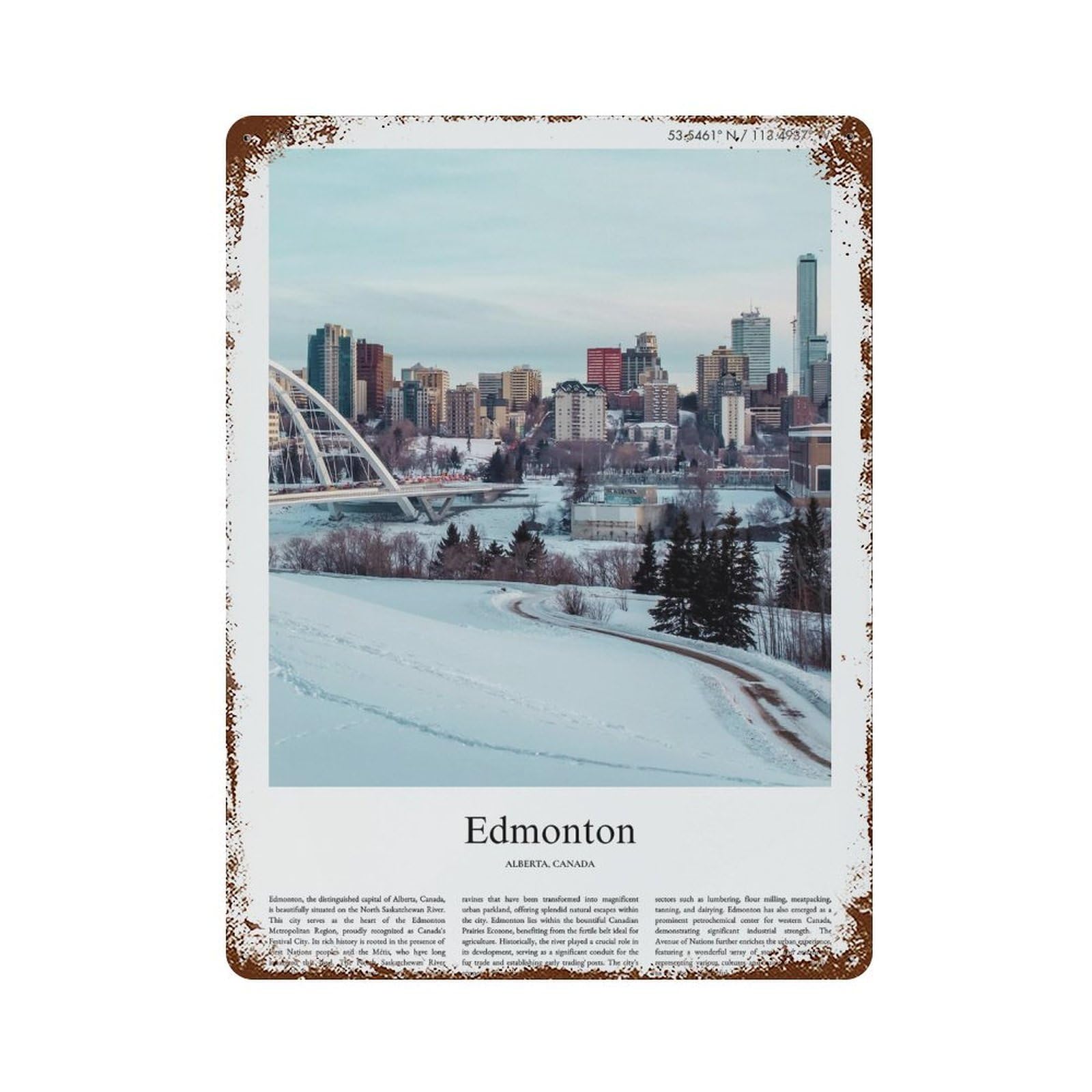 xiaoxiaoshen Edmonton Alberta, Canada City Scenery Wall Decor Art Metal Tin Poster Modern Home Decor Art Home Bar Shop Decorations Vintage Sign 40x30cm