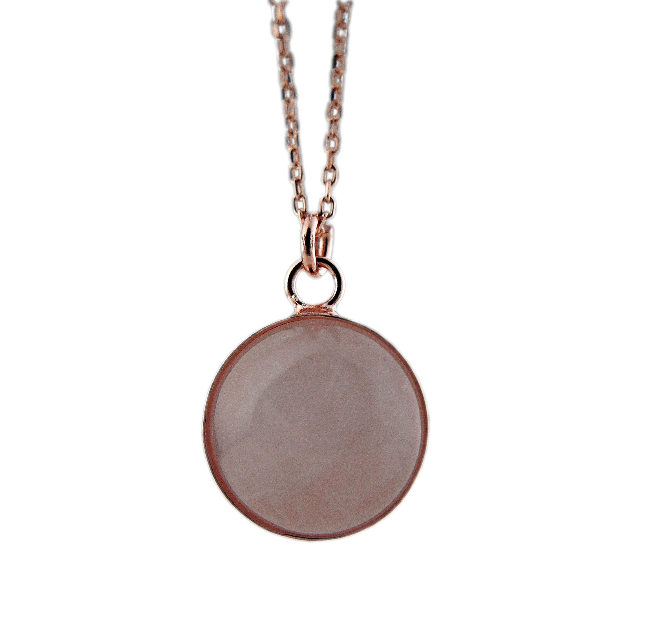 Bestseller - 925 Silber Zarter Rosenquarz in Roségold-Fassung mit passender Silber-Kette - Jahrestag - Geschenk für Sie - Romantisch - Schmuck-Geschenk - Handmade Geschenk - Muttertagsgeschenk