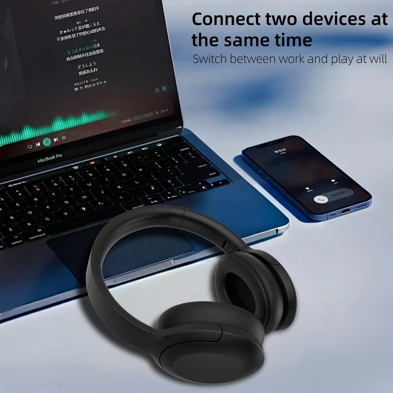 GU-DI Active Noise Cancelling Wireless Bluetooth Over Ear Kopfhörer | Hi-Res Audio, tiefer Bass, mit Mikrofon, faltbar, leicht, Reisen, Zuhause, Büro, Fitnessstudio, Handy, PC