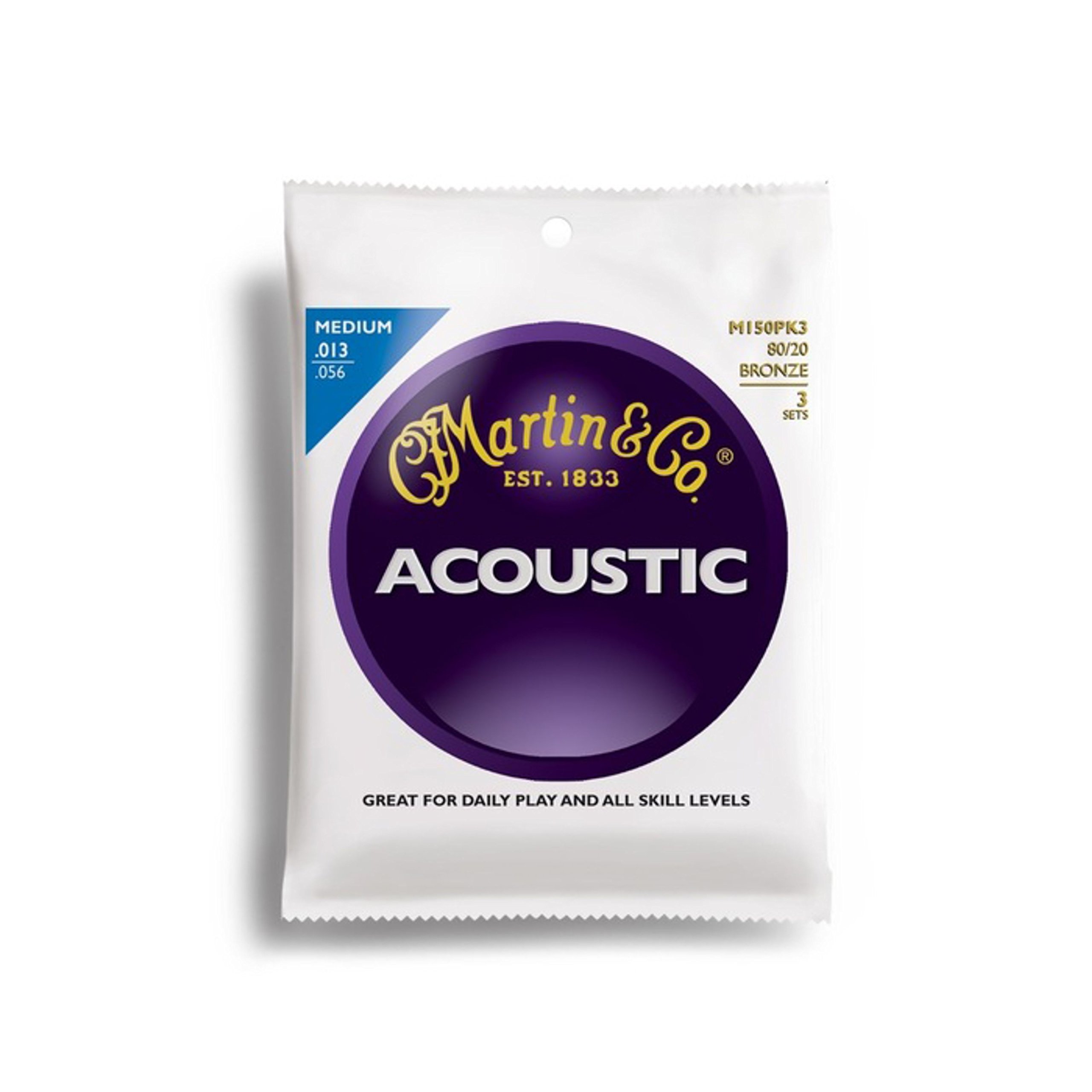 Martin 80/20 Bronze Acoustic Guitar Strings - Medium (Pack of 3)