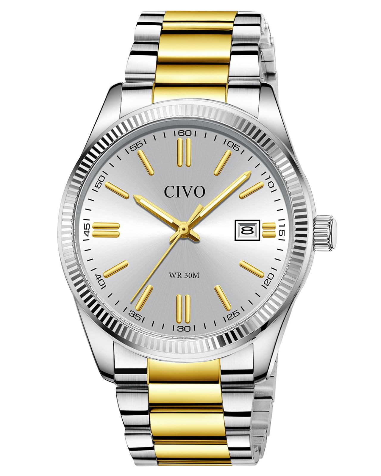 CIVO Herren Uhr Edelstahl Armbanduhr: Einfach Analog Business Herrenuhr mit Leuchtend Datum - Wasserdicht für Arbeit und Freizeit - Stylisch Geschenk für Männer