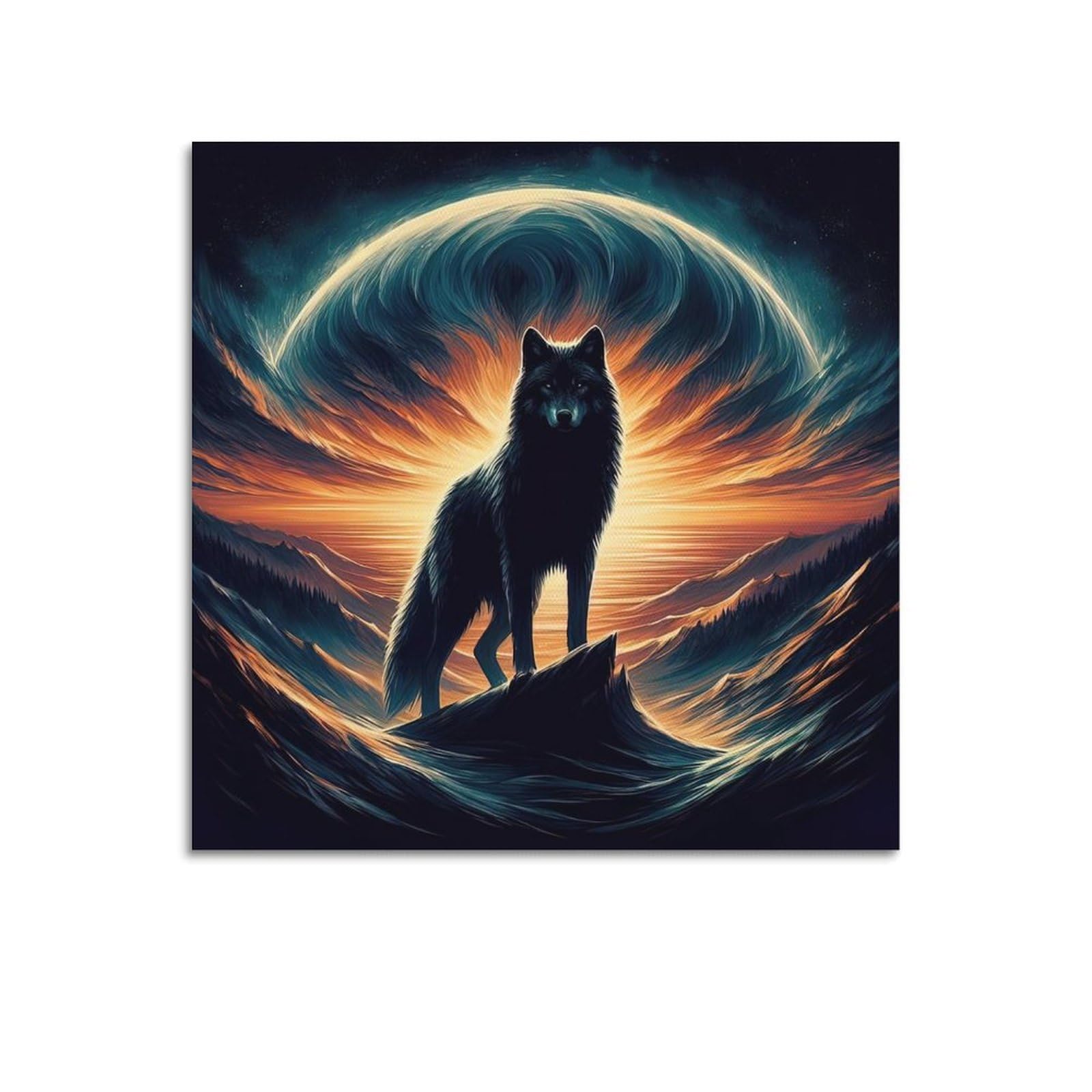 WPHSFX Animal Poster Wolves on The Mountaintop Artwork Poster Decorative Painting Canvas Wall Posters And Art Picture Print Modern Family Bedroom Decor Posters 12x12inch(30x30cm)