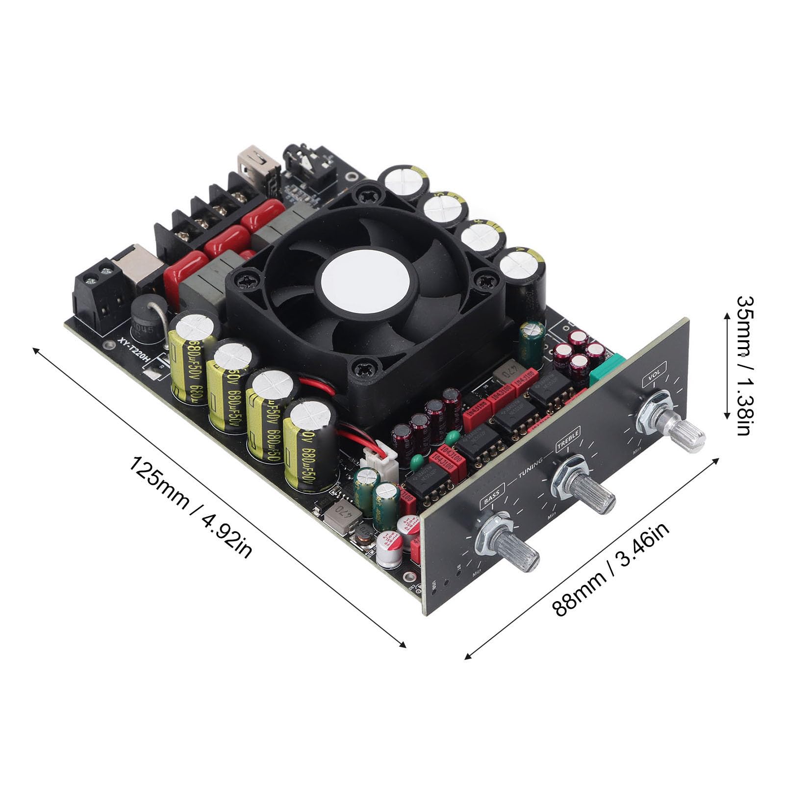 Placa Amplificadora Bluetooth 5.2, Módulo Amplificador de Potencia de Doble Canal de 220 W con Control de Agudos y Graves, para Teléfonos Inteligentes, Televisores y Portátiles
