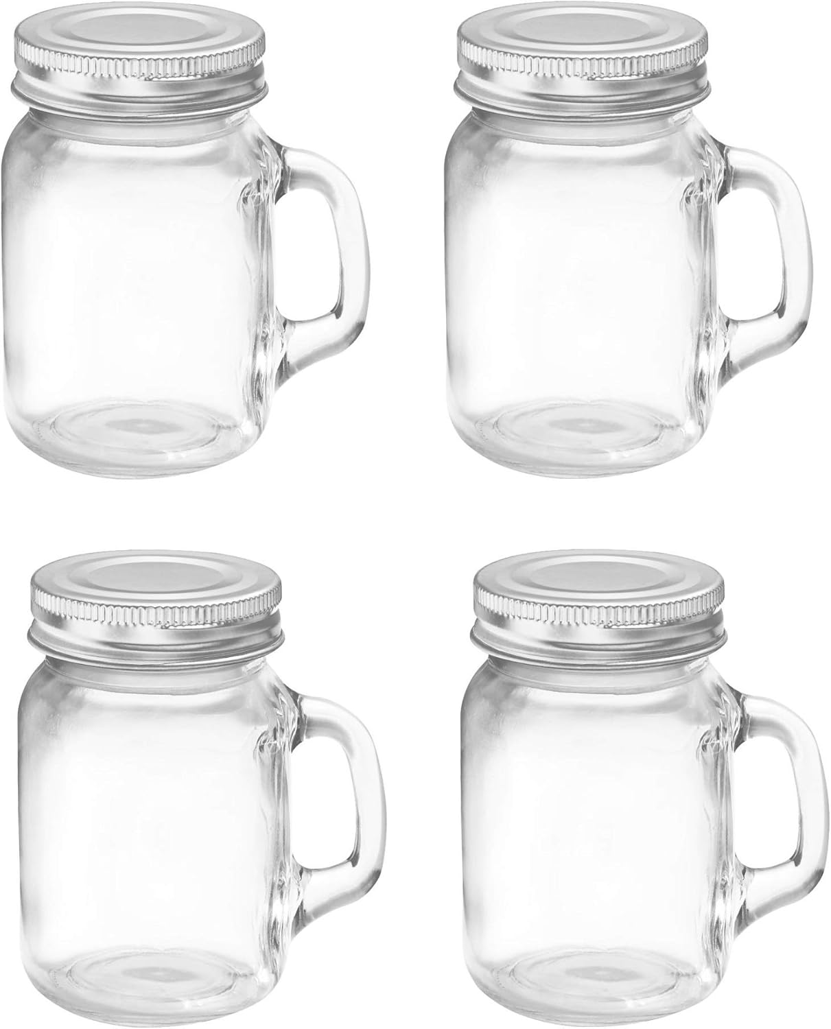 TREO Glass Jars Set Of 4 Pcs,Mini Jars for mocktails,With steel lid, 130 Ml Home