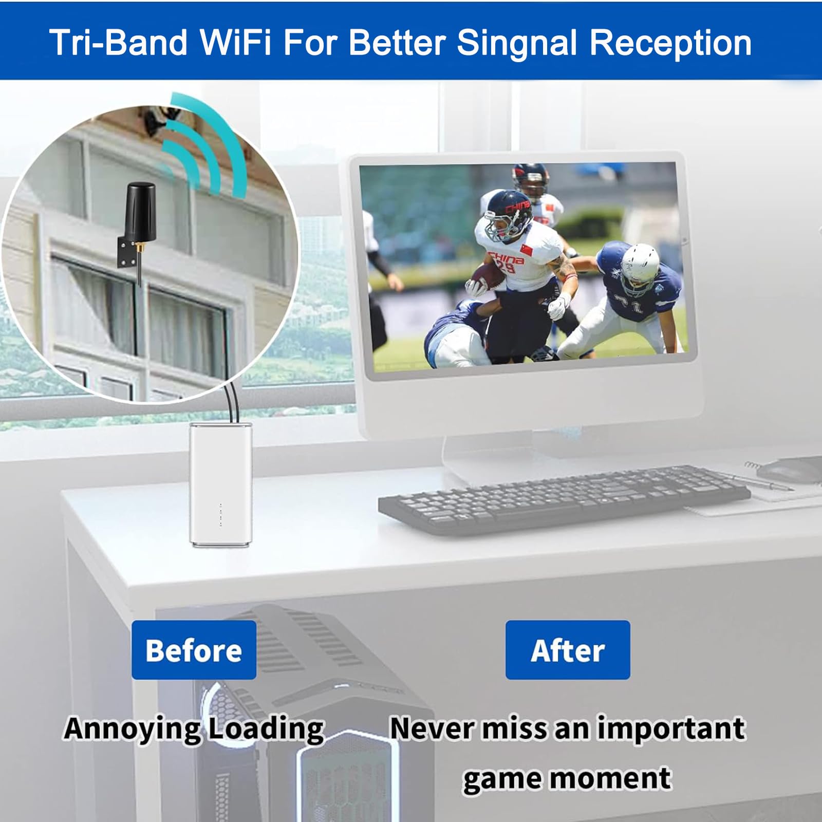 2dBi 6dBi 7dBi Dual Band 6 Antenna Mod Kit – For Linksys E4200 – WiFi Antenna Upgrade