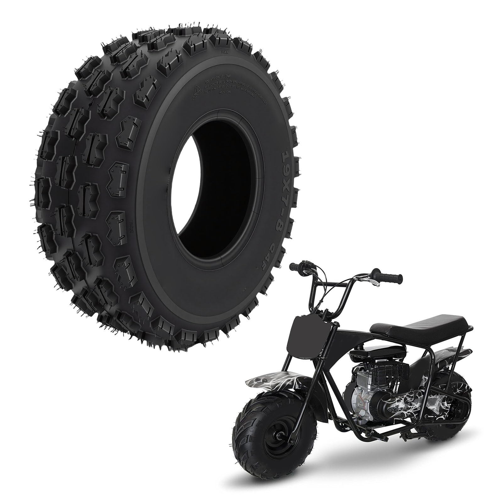 SIXRUN Opona ATV 19x7 8, 6-warstwowa Bezdętkowa Opona Terenowa Terenowa z Wielokątowym Wzorem Bieżnika, do Gokarta Baja Warrior Coolster ATV UTV
