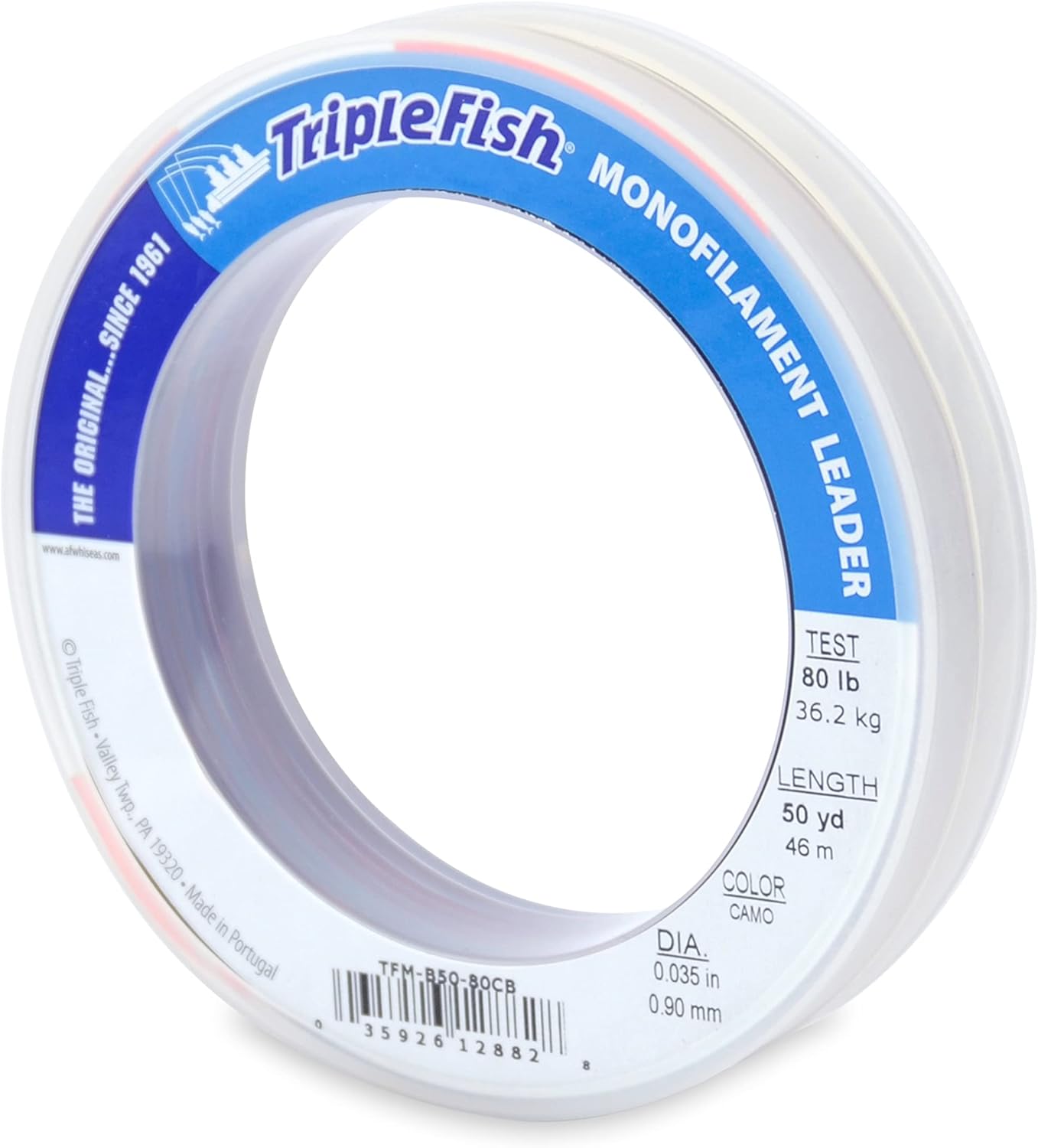 Triple Fish Monofilament Leader, 80 lb / 36.2 kg Test.035 in / 0.90 mm