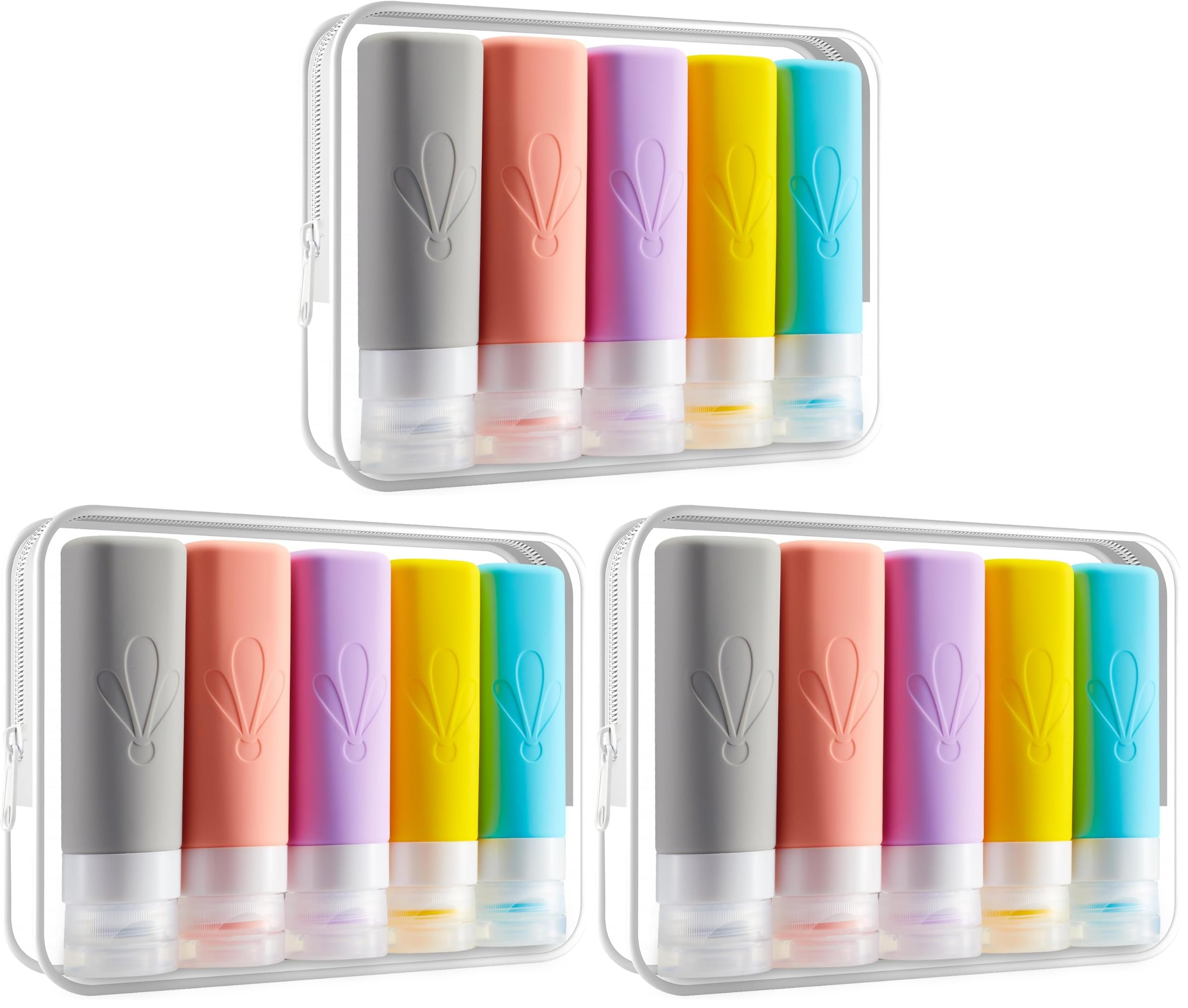 INSFIT Travel Bottles for Toiletries, TSA Approved 3oz Travel Size Toiletries, BPA Free Leak Proof Squeezable Silicone Tubes Travel Essentials for Shampoo Conditioner Lotion Soap (Pack of 3)
