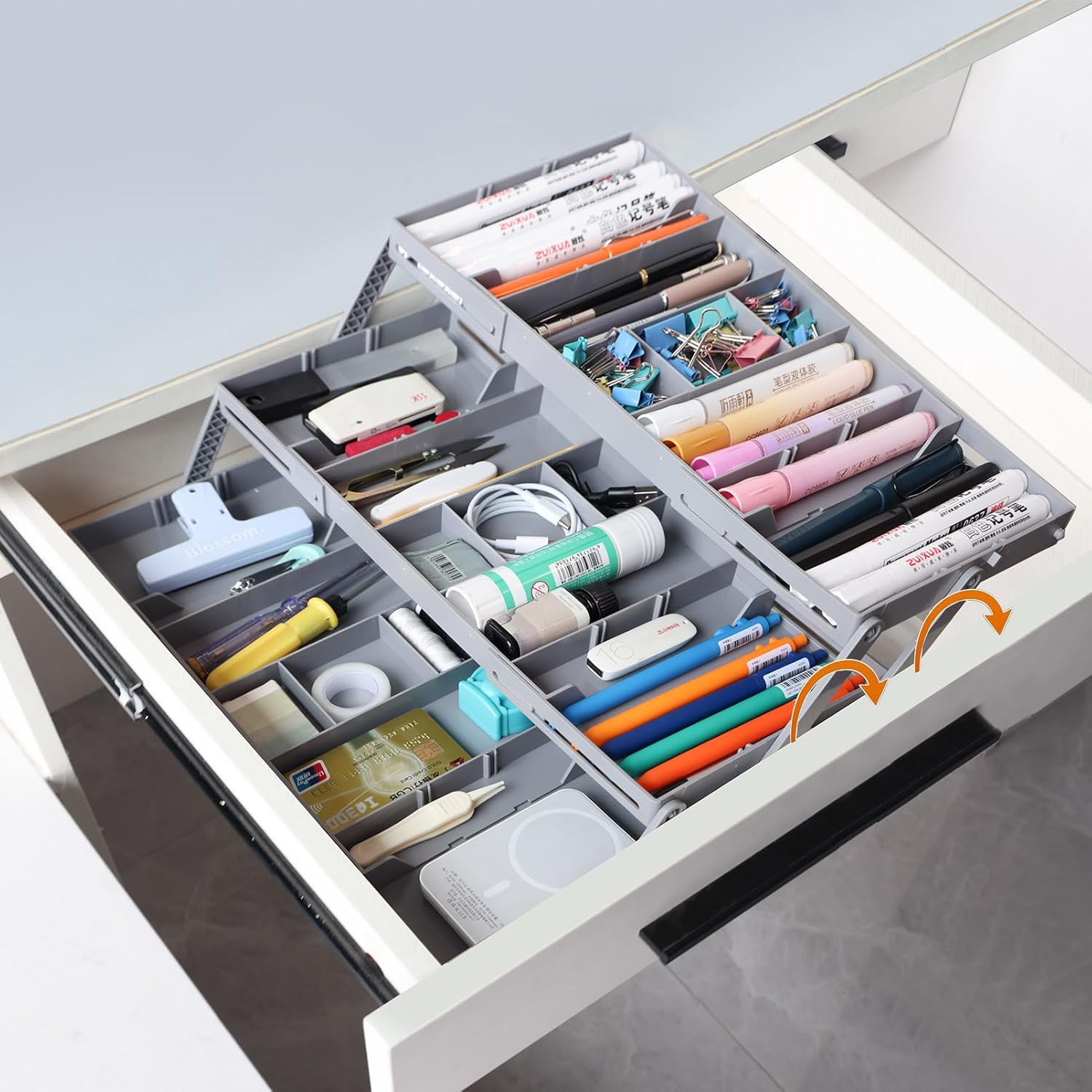 3 Tier Drawer Organizer Smart Collapsible Desk Organizer