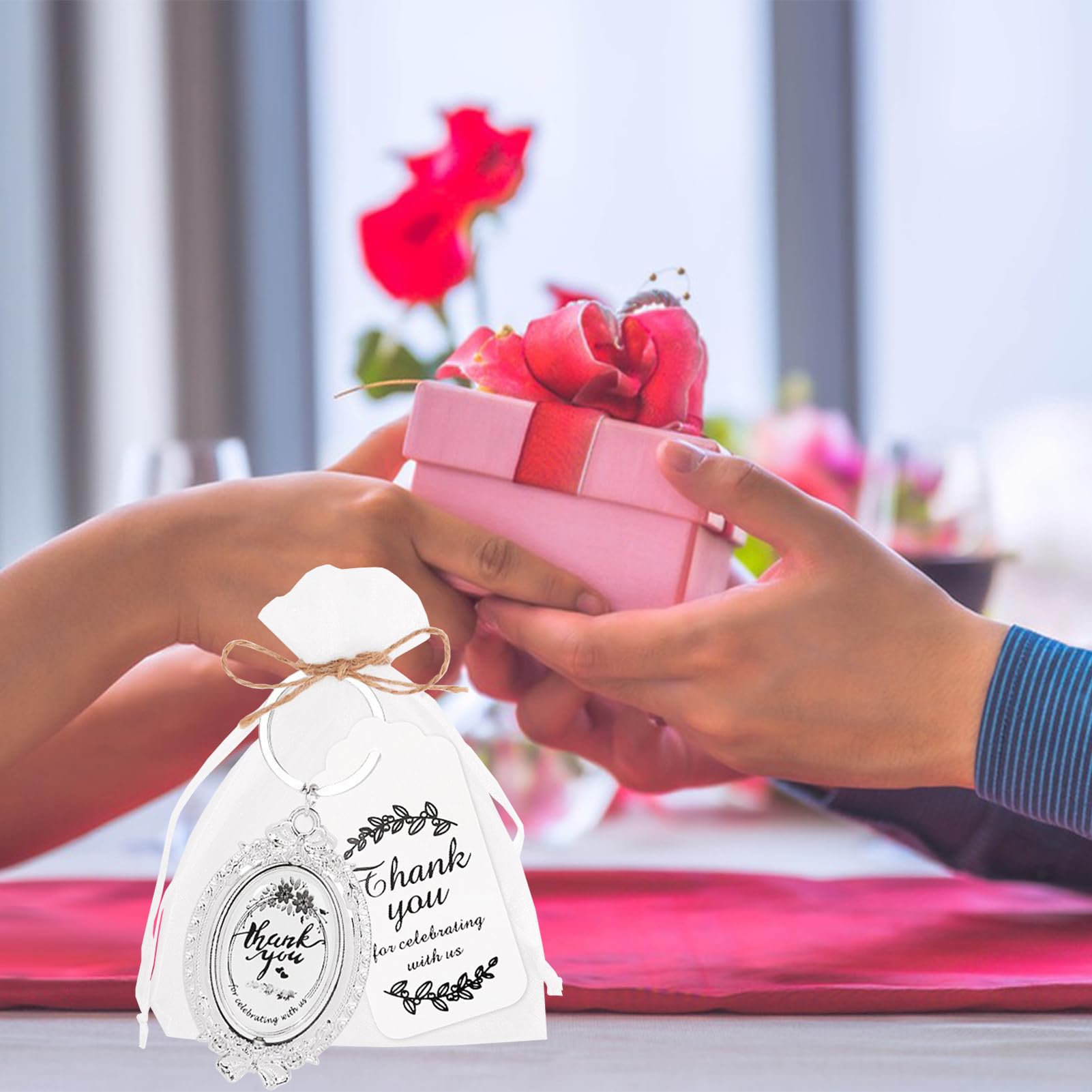 POYHKFD 36 portachiavi rotanti a forma di cuore per matrimonio, regalo di nozze, portachiavi girevole in metallo con biglietti di auguri per matrimoni, feste per neonati (#4)