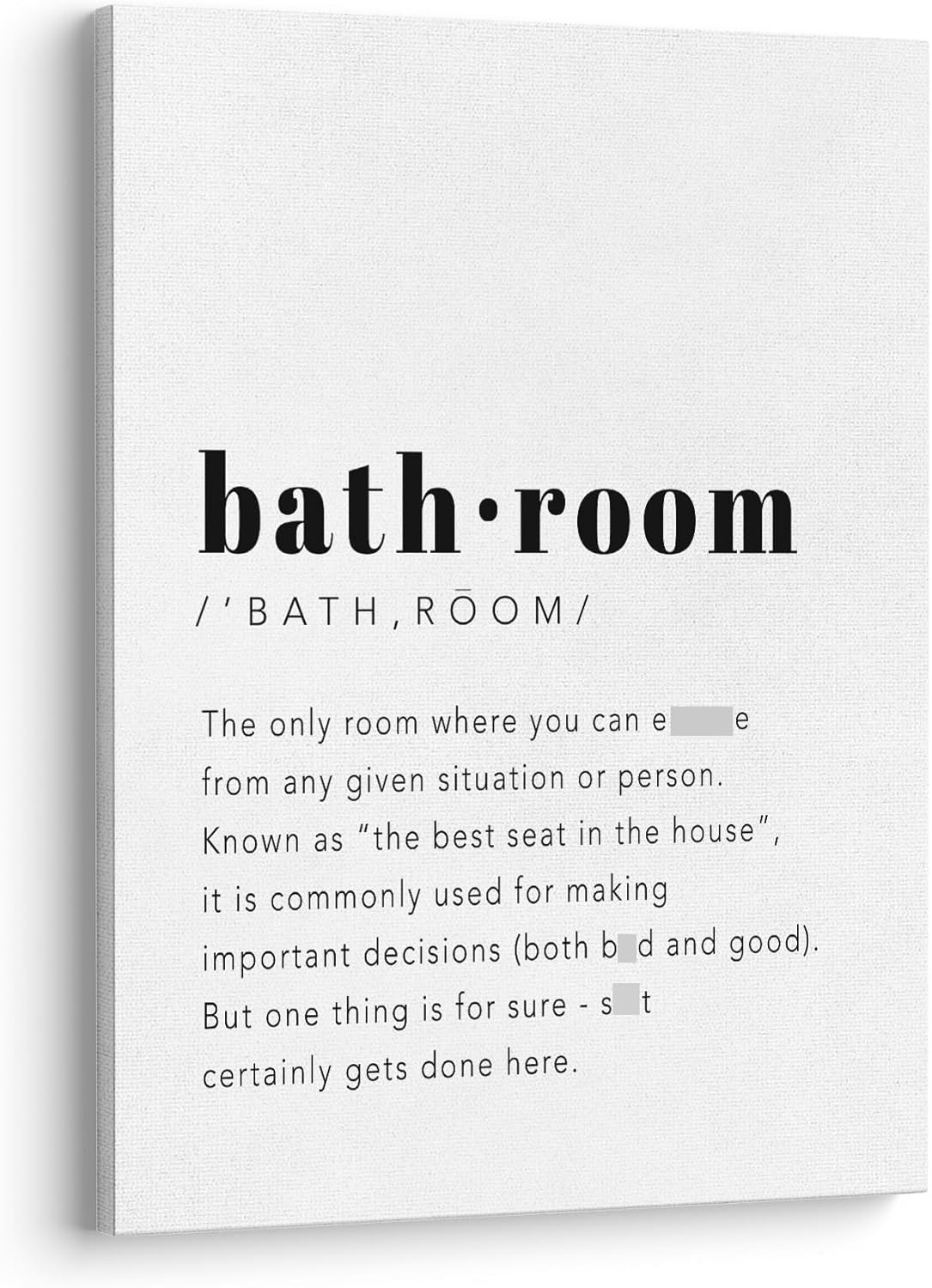 XWELLDAN Bathroom Definition Minimalist Wall Art Canvas