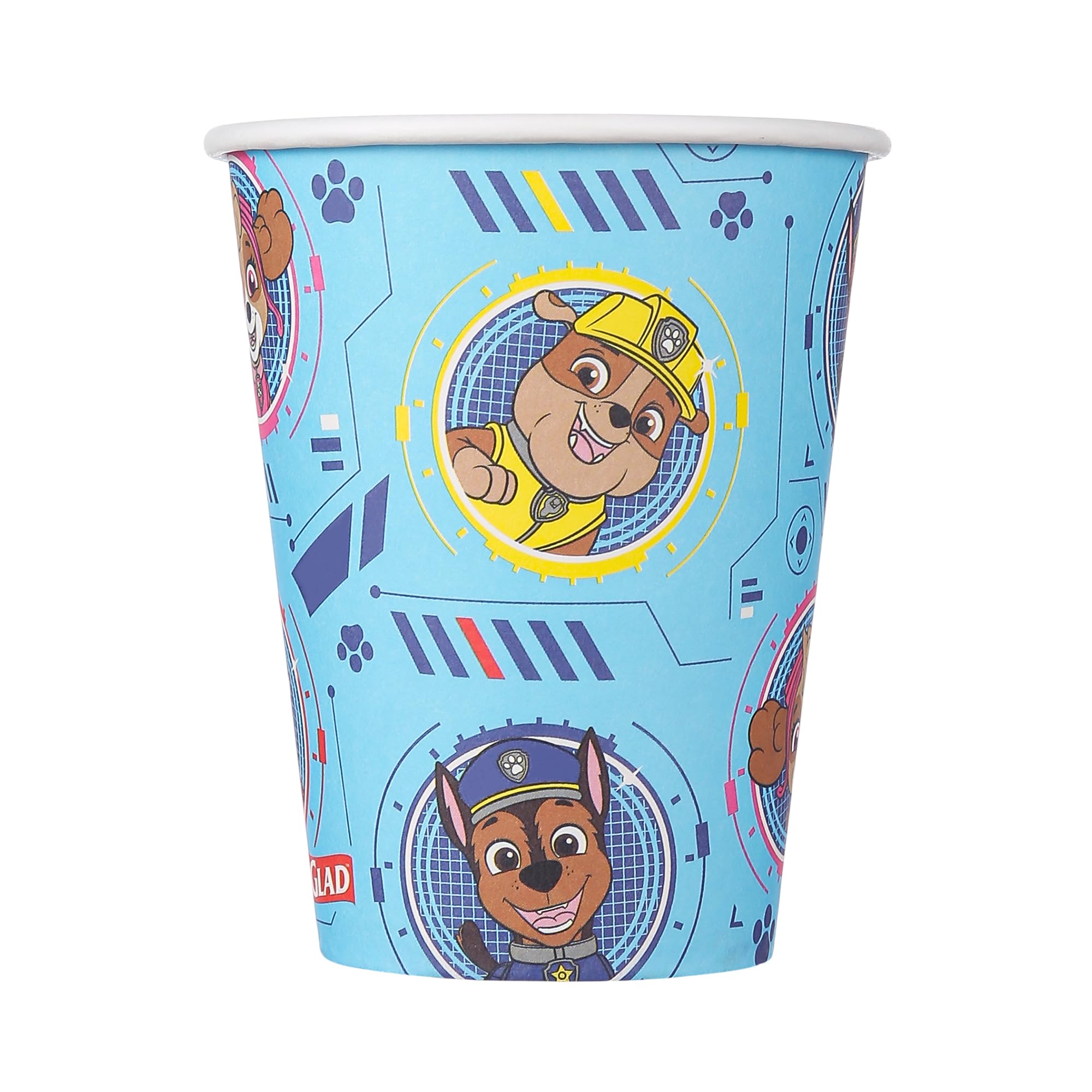 Glad Tazas de papel desechables para niños Paw Patrol con diseño de Patrulla Canina para niños, vasos de papel desechables resistentes para uso diario y todas las ocasiones 9 onzas, azul, 200 unidades