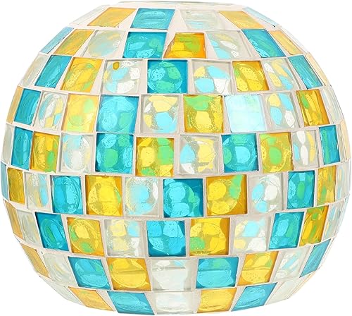 Miniatura 10 de OSALADI Pantalla de mosaico, pequeña vitral, colgante de techo, cubierta de luz, lámpara colgante turco-marroquí, accesorios de globo para