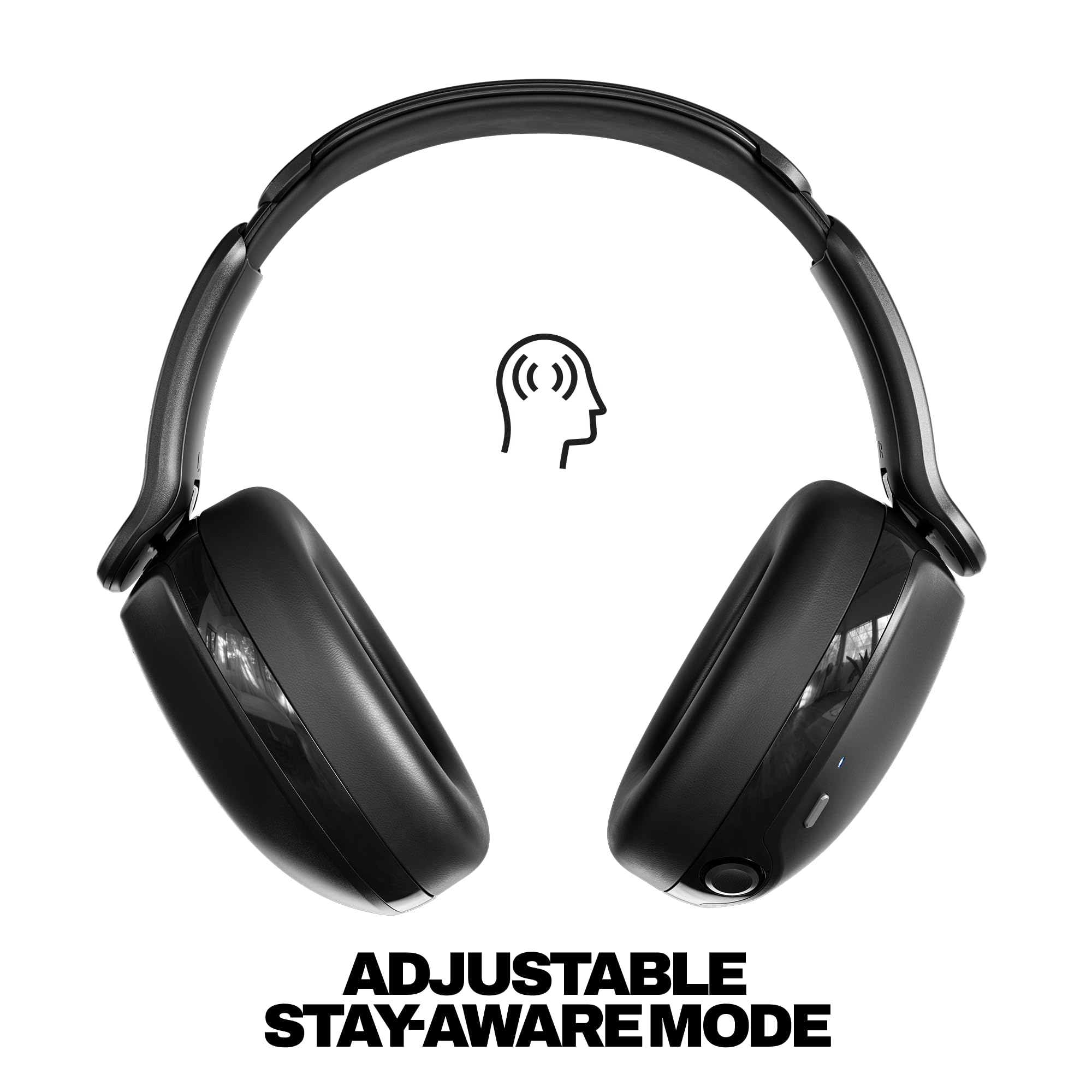 Skullcandy Hesh 360 Wireless Over-Ear Bluetooth Headphones, Up to 100 Hours Battery, Noise Isolating Fit, Flat-Folding Collapsible Design, Microphone iPhone Android - True Black