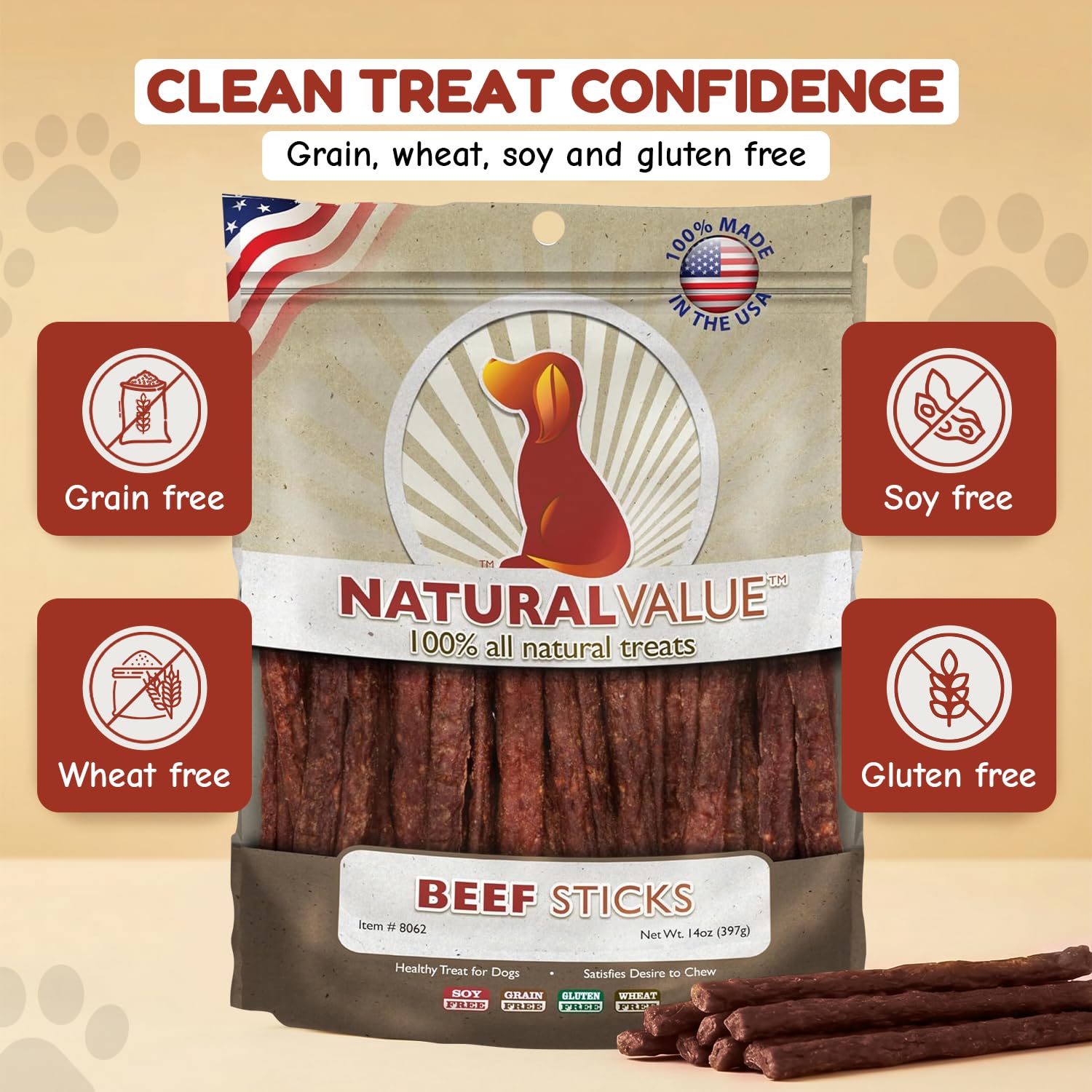 LOVING PETS Natural Value Treats 14oz-Beef Sticks