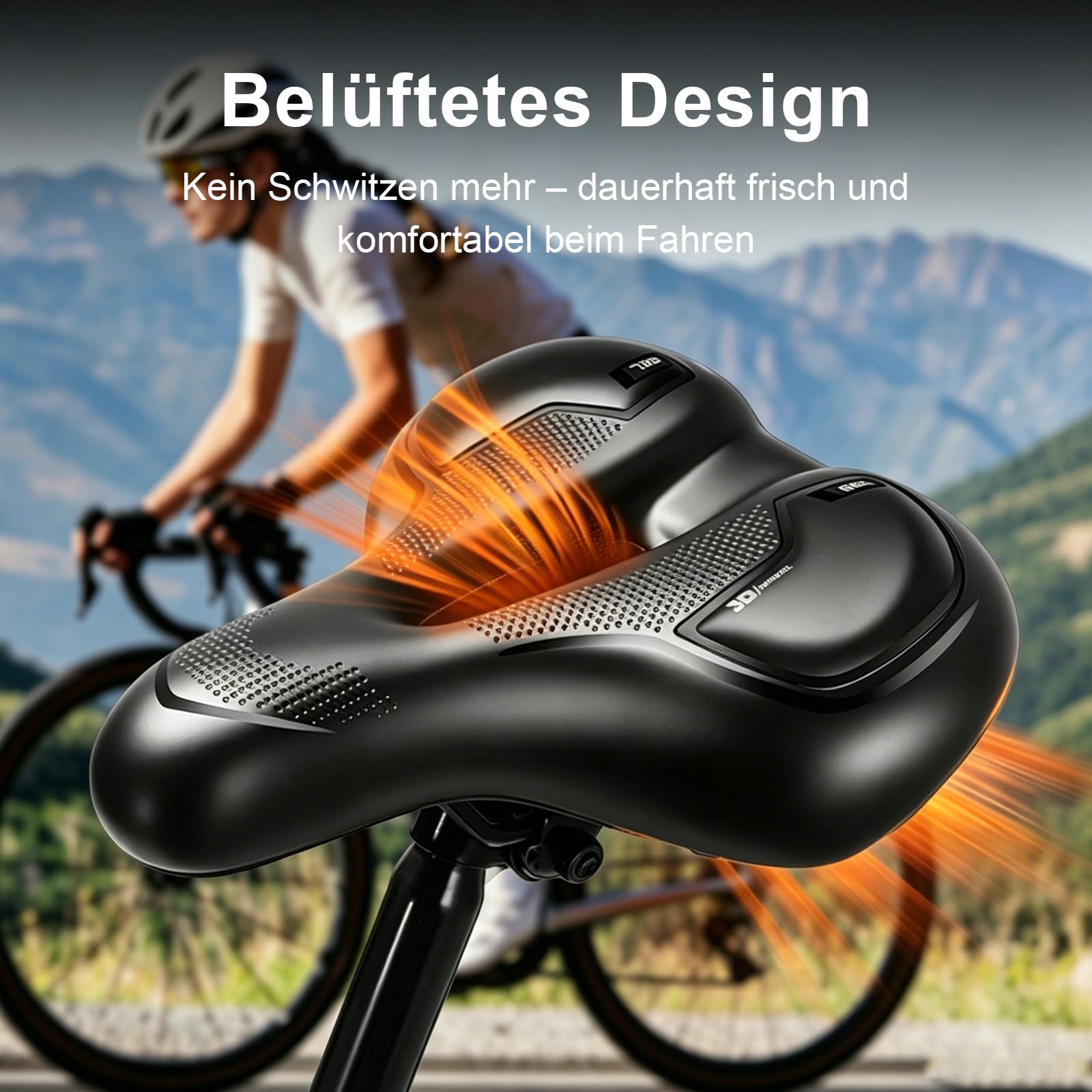 Sella Bici Comoda in Gel, Impermeabile Ammortizzante, Sedile Bici Unisex per Biciclette da Strada Mountain Bike