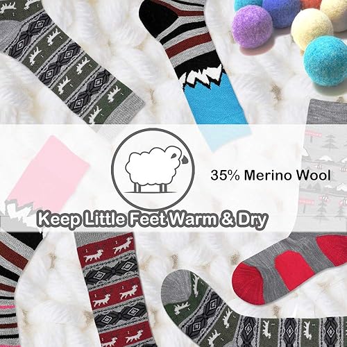 Miniatura 7 de HIGHCAMP 2 Pairs Kids Merino Wool Ski Snowboard Socks Boy Girl Toddler Winter Snow Socks