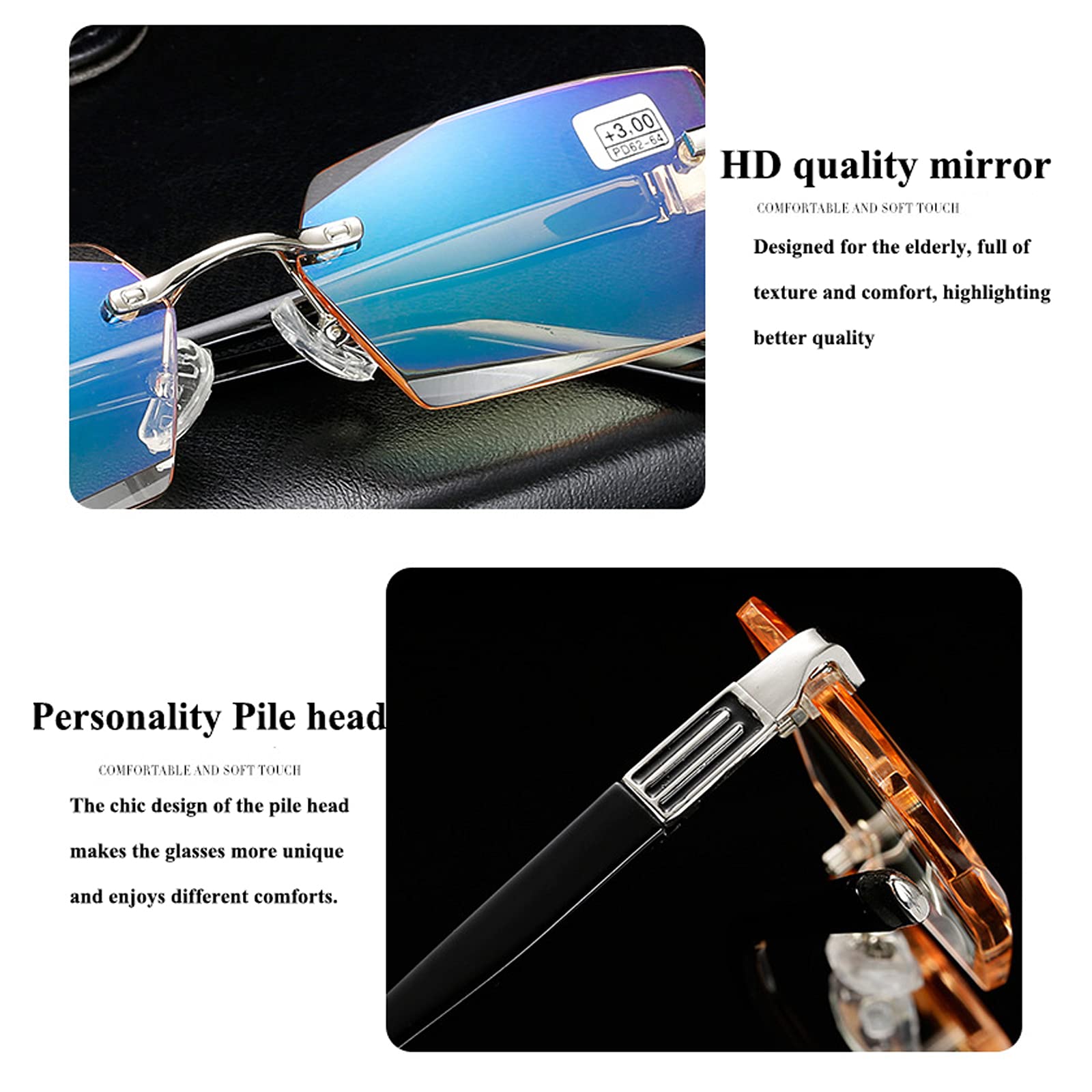 Czytanie okularów Komputery Moda Okulary przeciw Blu-ray Metalowe Bezbarwne Okulary do czytania HD Nadaje się do częstego używania Telewizor Komputerowy Telewizja lub telefon komórkowy,3 pack mixed color,+2.00