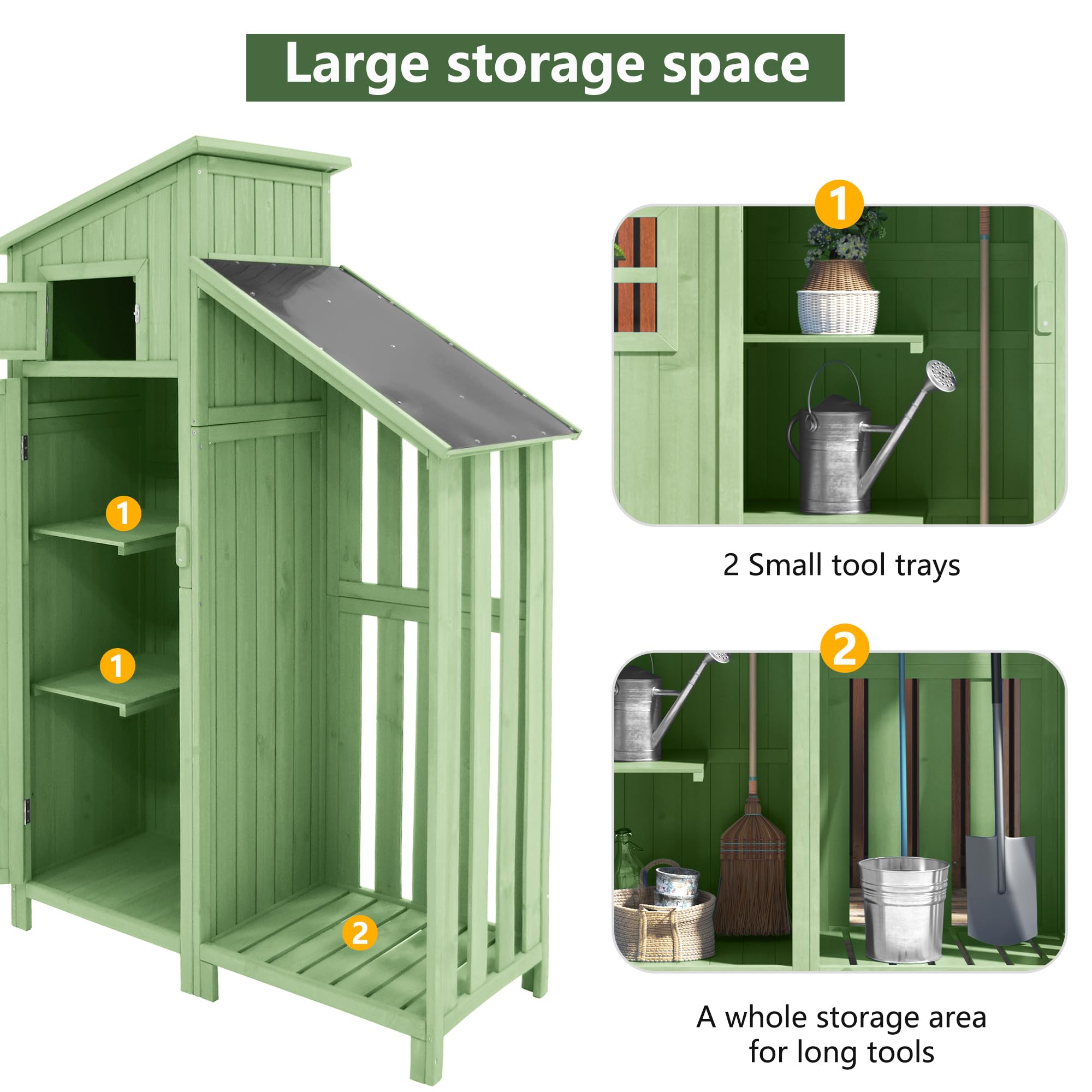 Casetta per attrezzi da giardino in legno 124x46x174 cm
